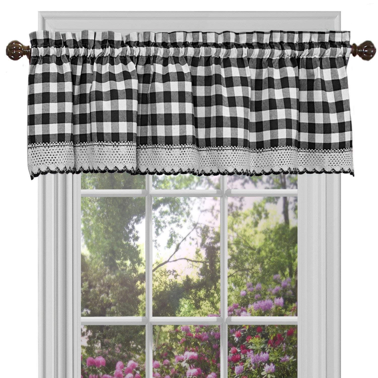 GoodGramBuffalo Check Plaid Gingham Custom Fit Farmhouse Window Valances - Assorted Colors (Black)