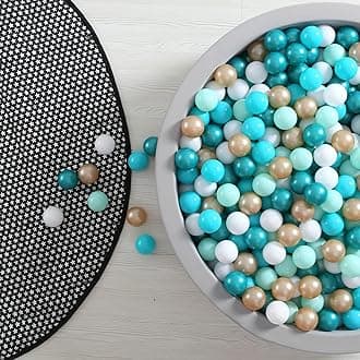 GOGOSO Ball Pit Balls for Toddler, Baby Plastic Playballs Kids Soft Pastel Pelotas Non-Toxic BPA-Free 2green+White+Gold,100 Balls