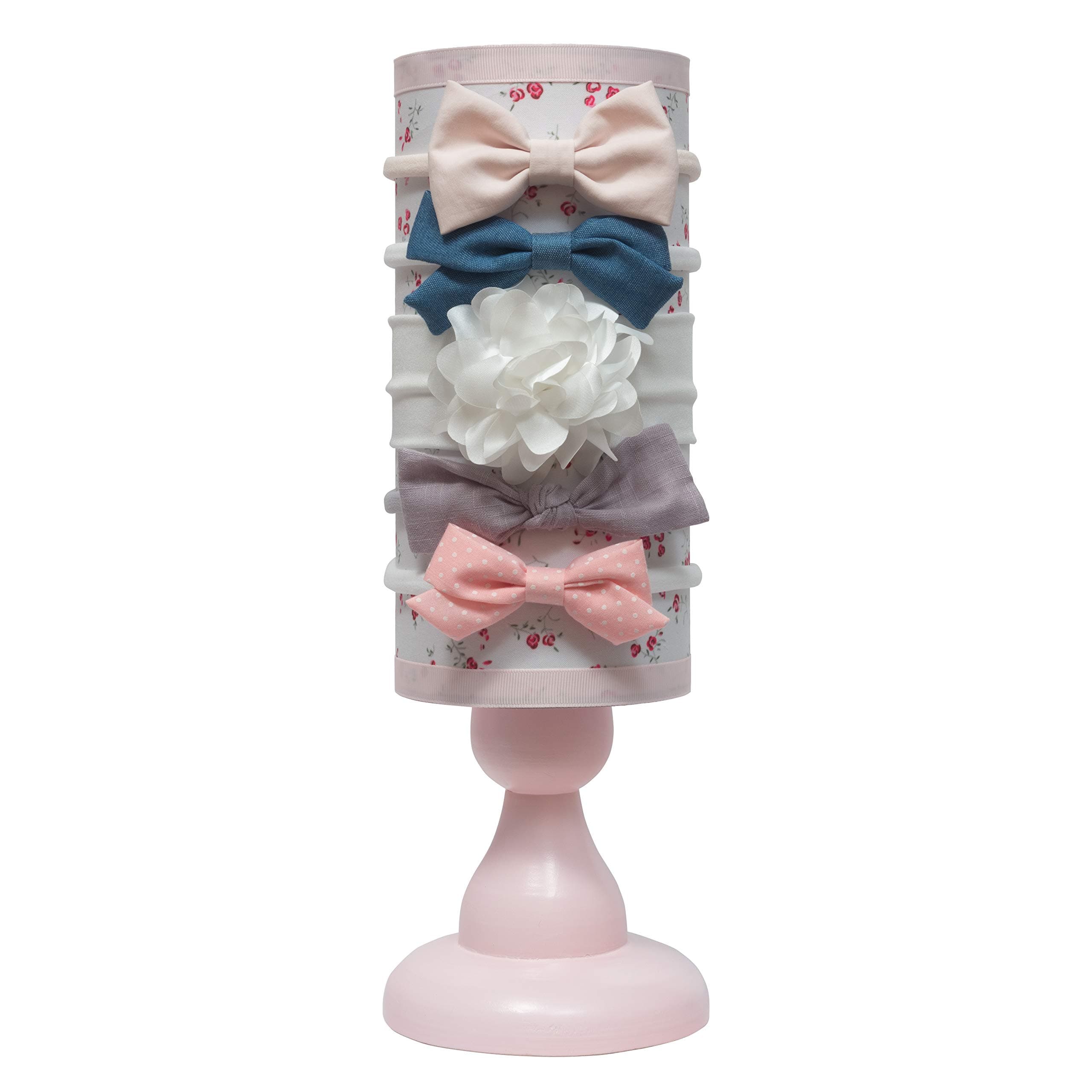 Elly & Emmy My First Headband Stand for Girls, Includes 5 Headbands, Pink with Floral Print