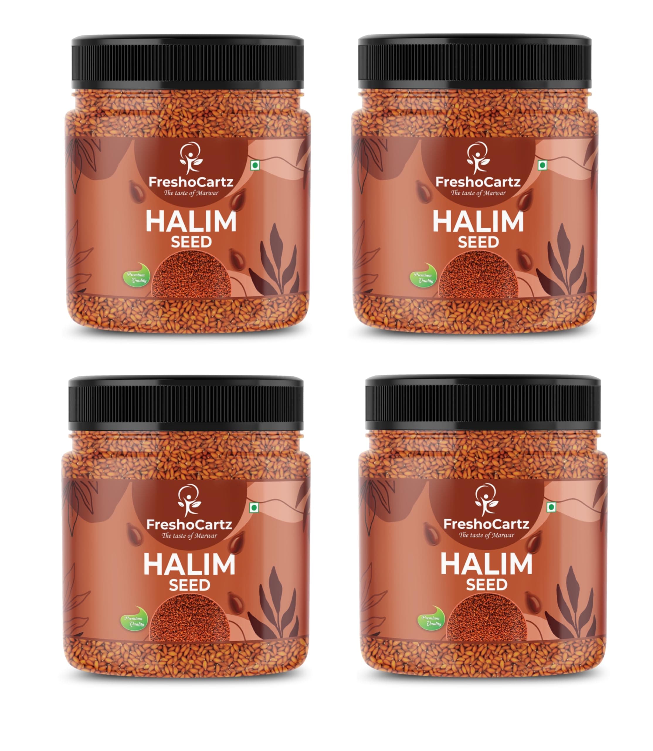 FreshoCartz Garden Cress Halim Seeds 1.6 KG (4 x 400 GM) | Asaliya Halim Seeds For Eating | Non GMO, Immunity Booster Aliv Seeds - Jar Pack