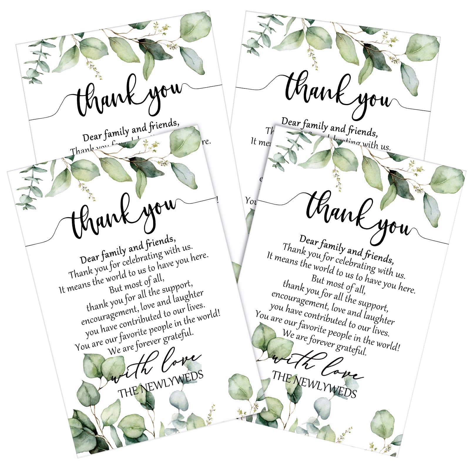 Chinco 100 Pieces Wedding Thank You Cards Thank You Place Setting Wedding Greenery Place Cards 4 x 6 Inches for Party Reception Rehearsal Dinner Bridal Shower (Eucalyptus)