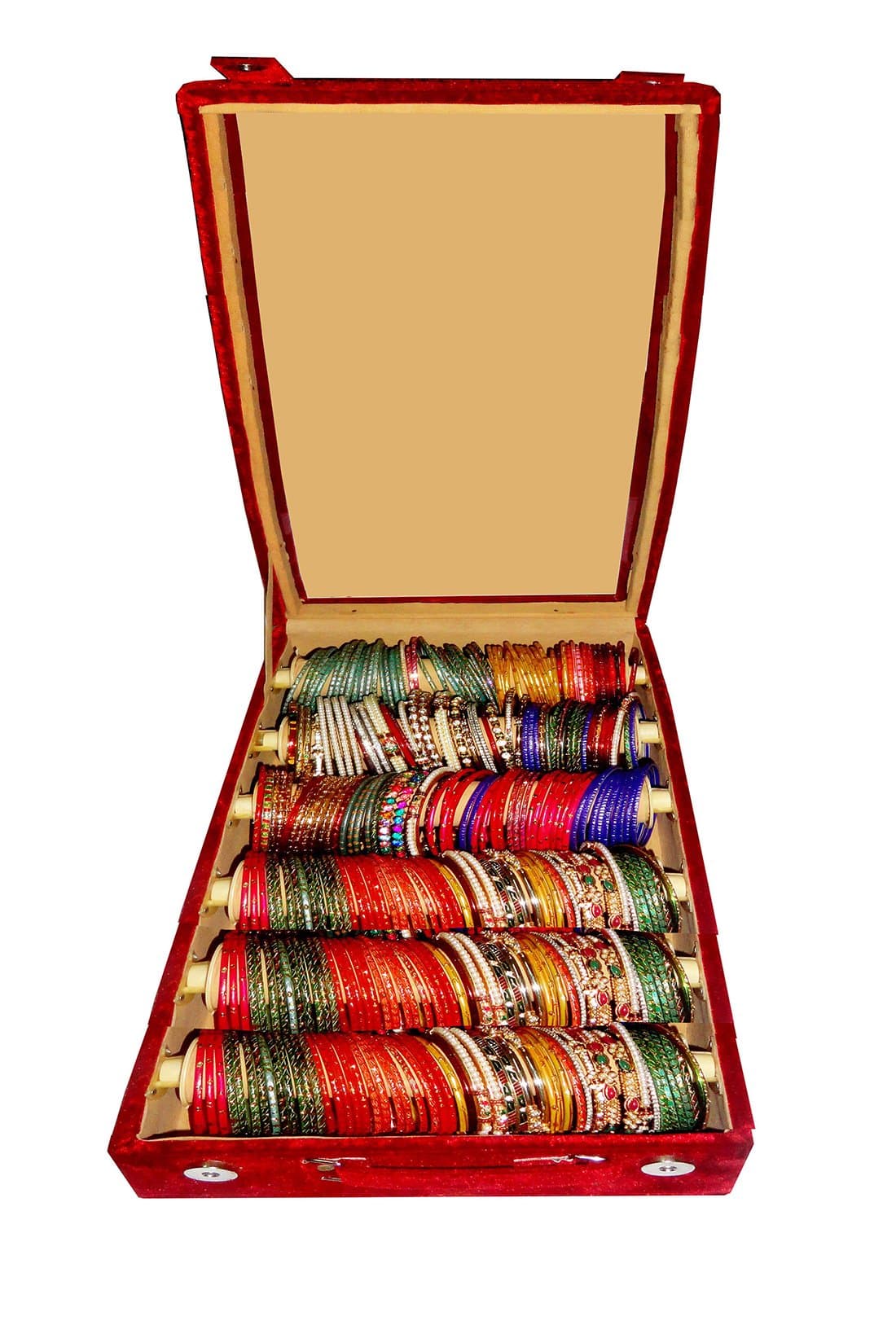 Afrose 6 Roll Rod Wodden Velvet Bangles Box(Multicolour)