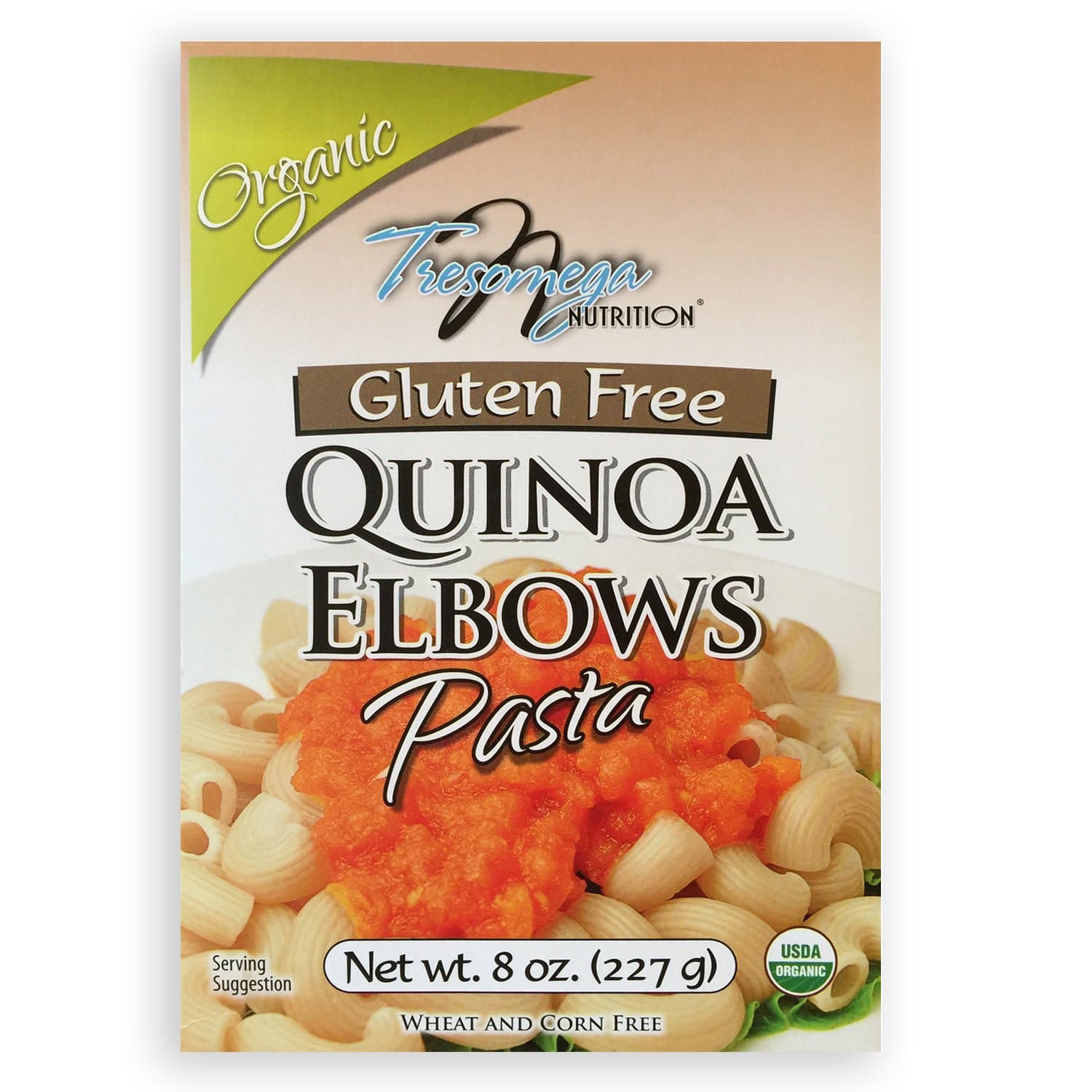 Tresomega Nutrition Organic Quinoa Pasta, Elbow, 8 Ounce