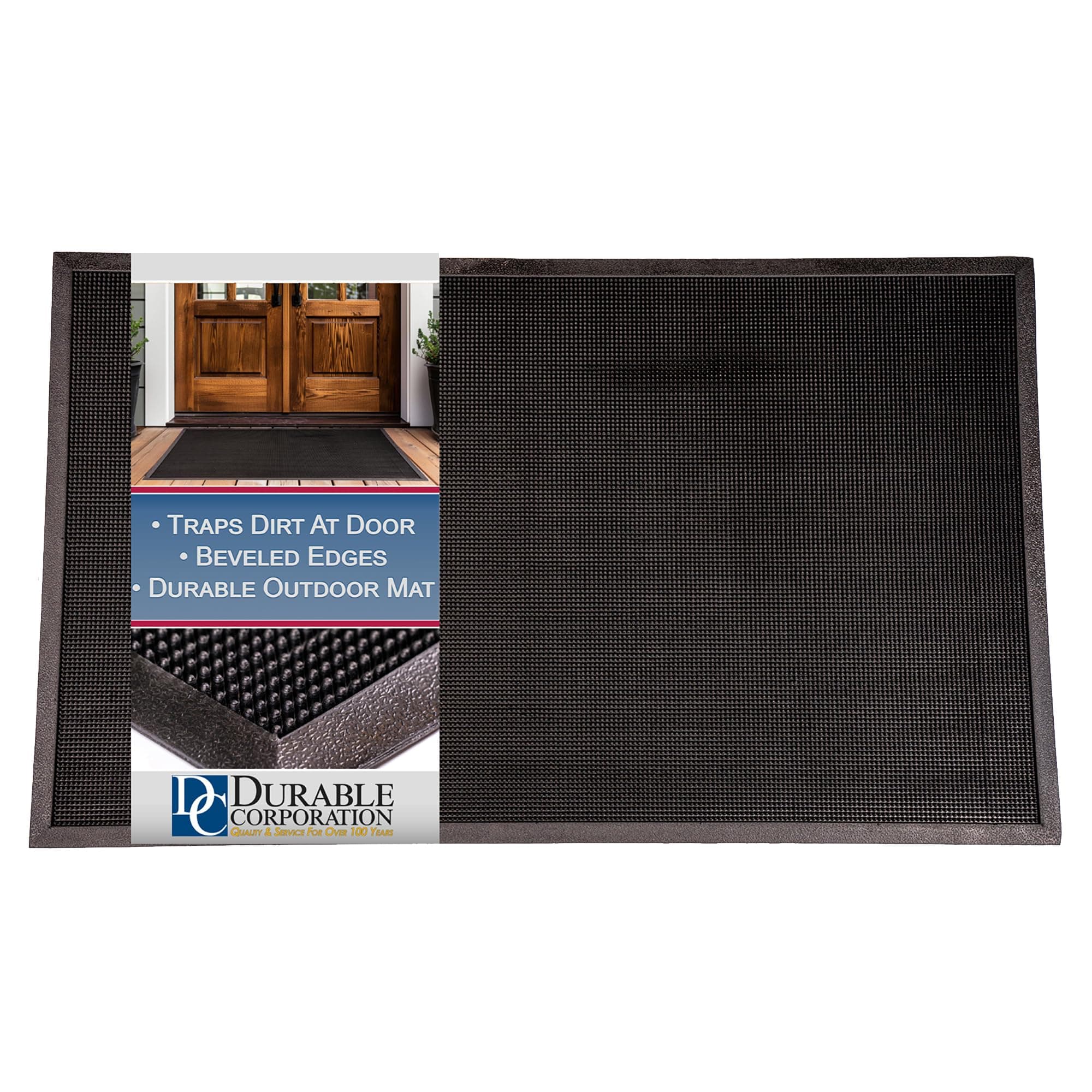 Durable Heavy Duty Rubber Fingertip Outdoor Entrance Mat 36" x 60", Black