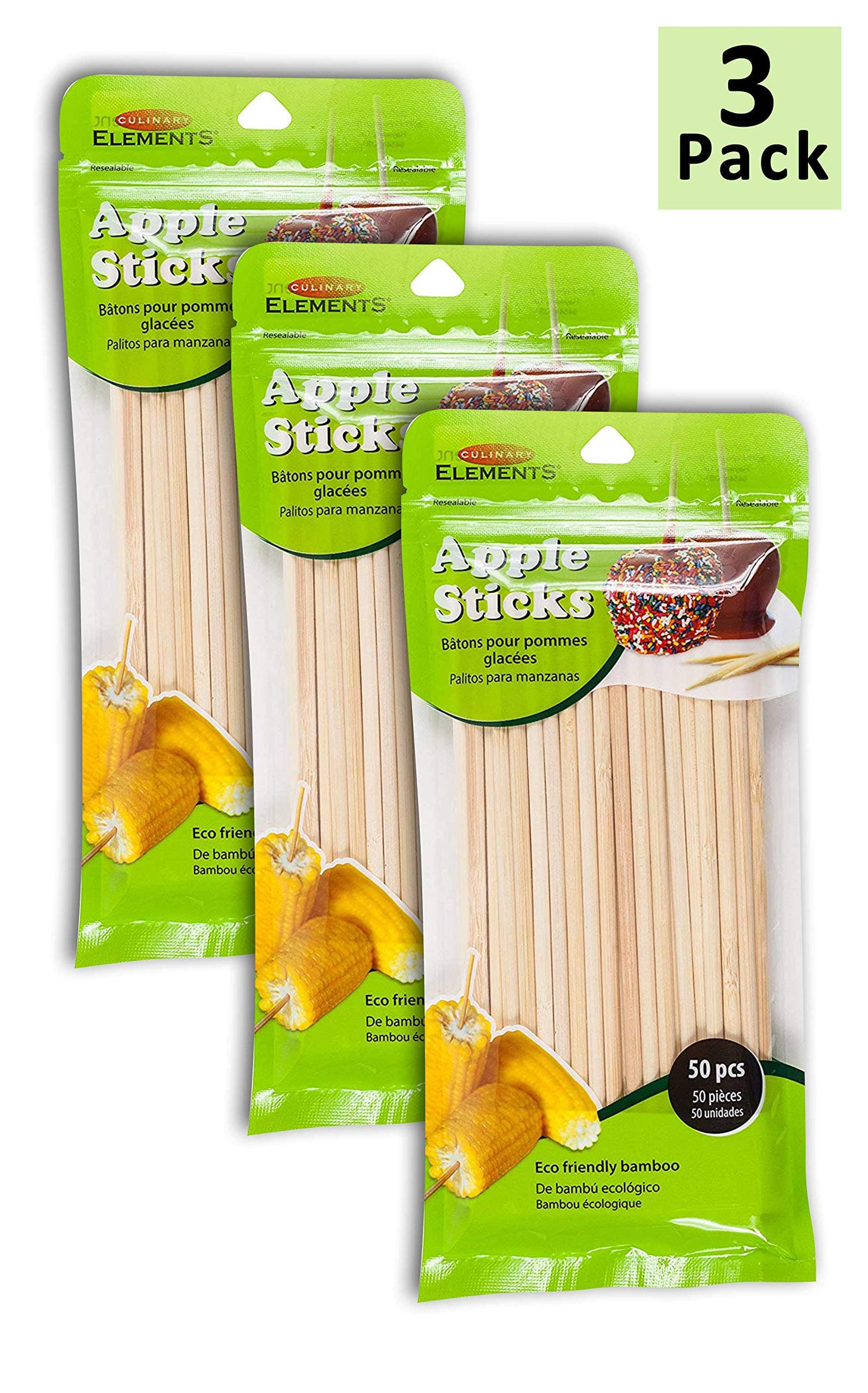 High Quality Bamboo Candy and Caramel Apple Sticks – 50 pack.