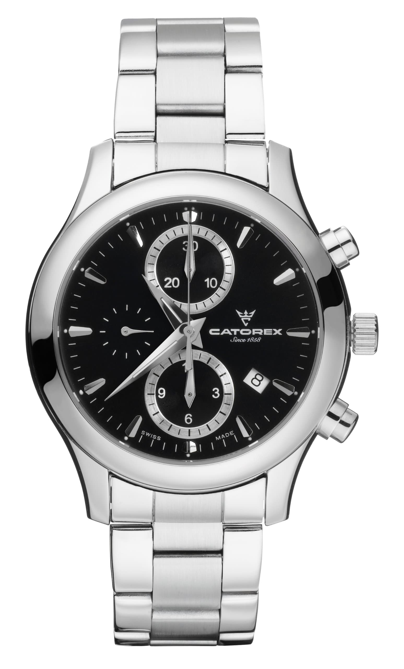 Men's 138.1.8169.350/BM C'Chrono Tradition Automatic Chronograph Black Dial Sub-Seconds Date Stainless Steel Bracelet Watch