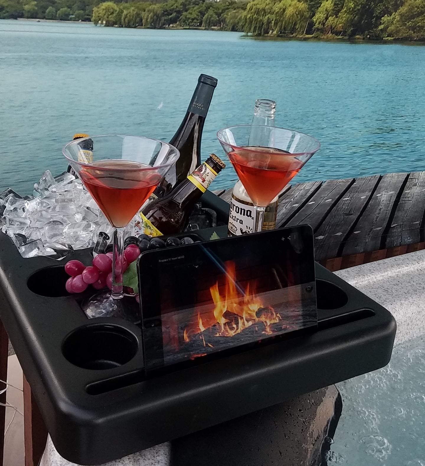 Spa Tender Hot Tub Ice Bucket, Tablet Stand, Drink Holder