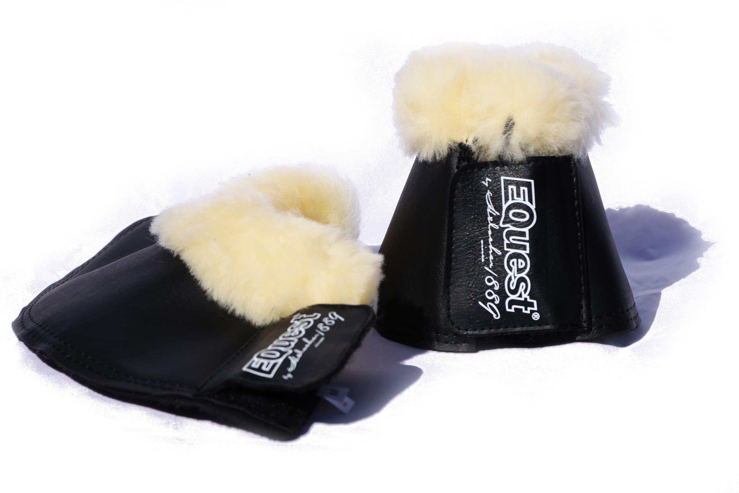 Equest Neoprene Horses Over Reach Boots with Medical Lambskin in Various Sizes (Black or White)