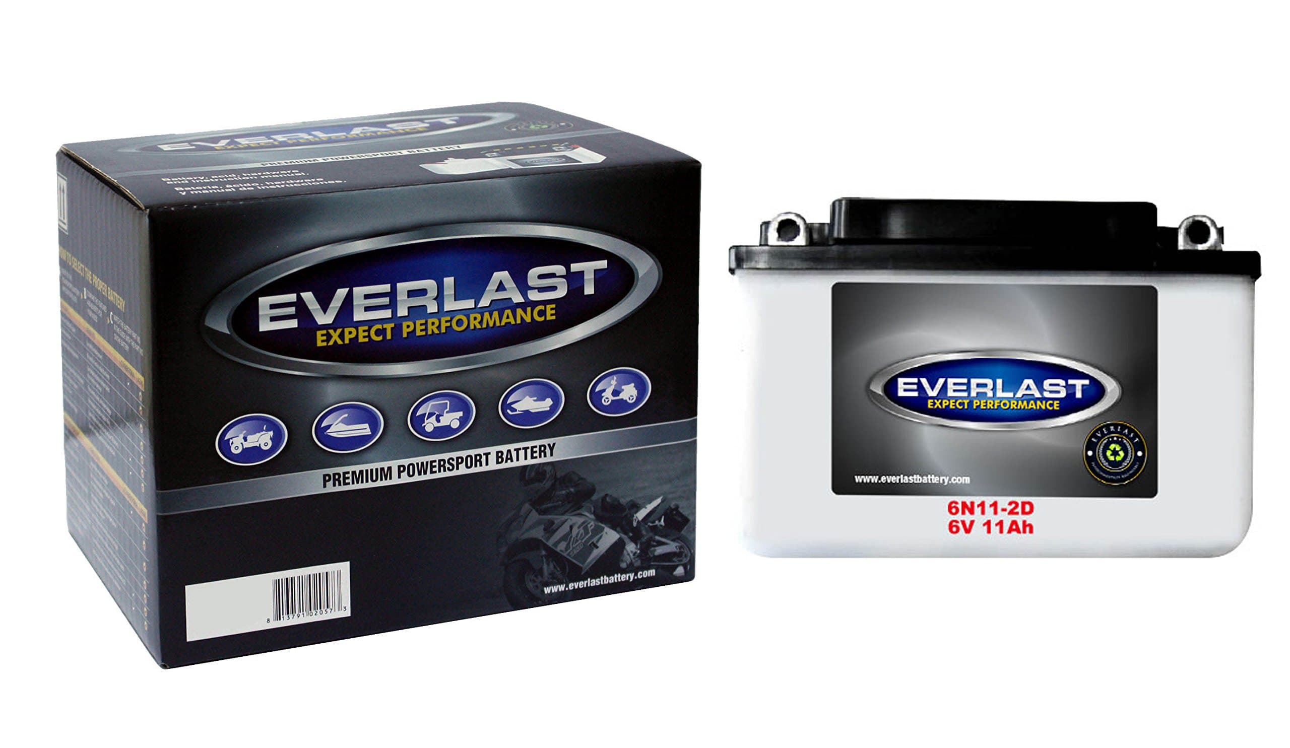 EverLast 6N11-2D 6V Conventional Battery with Acid Pack