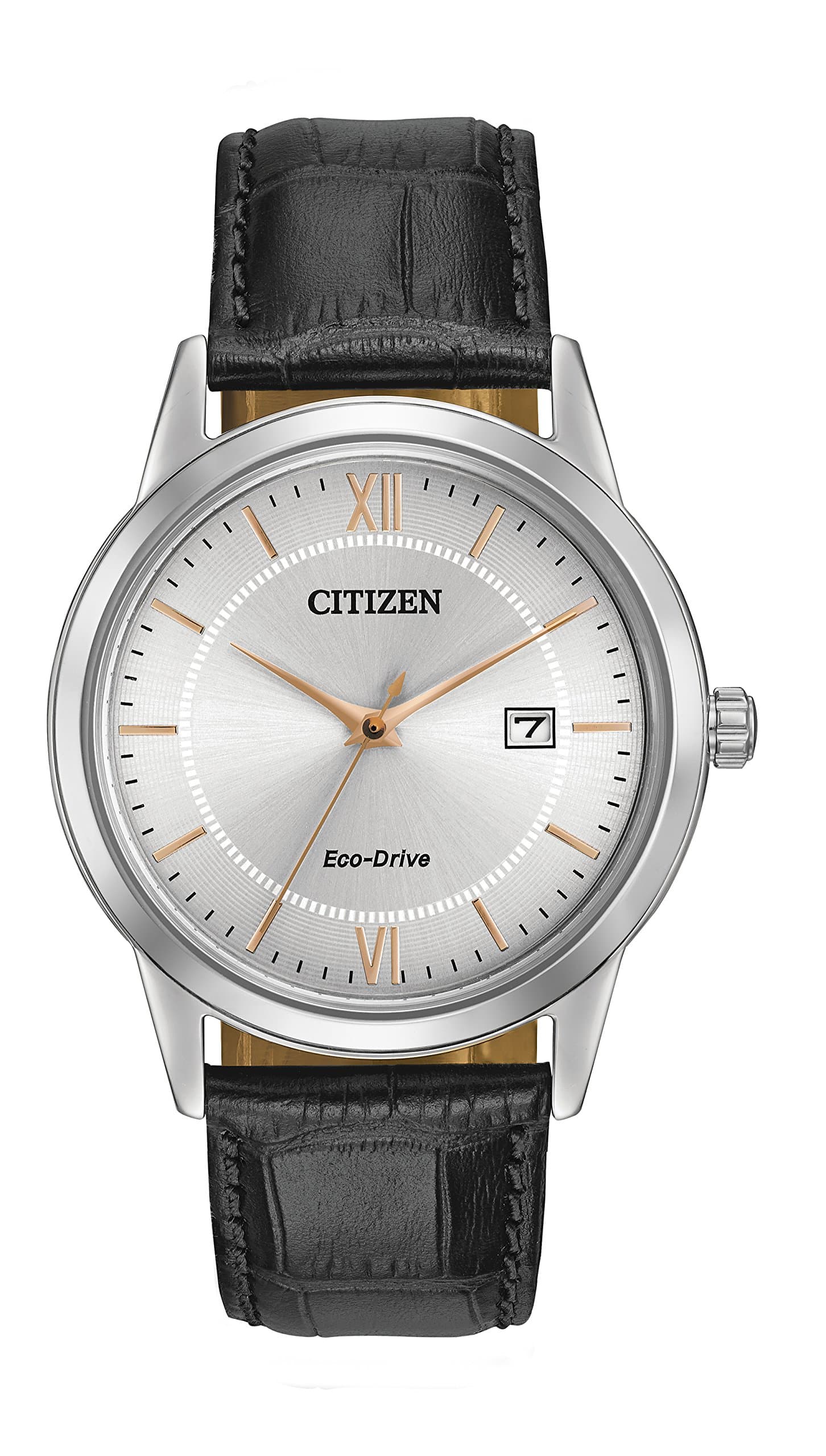 Citizen Watch Men's Quartz Watch with Silver Dial Analogue Display and Black Leather Strap AW1236-03A