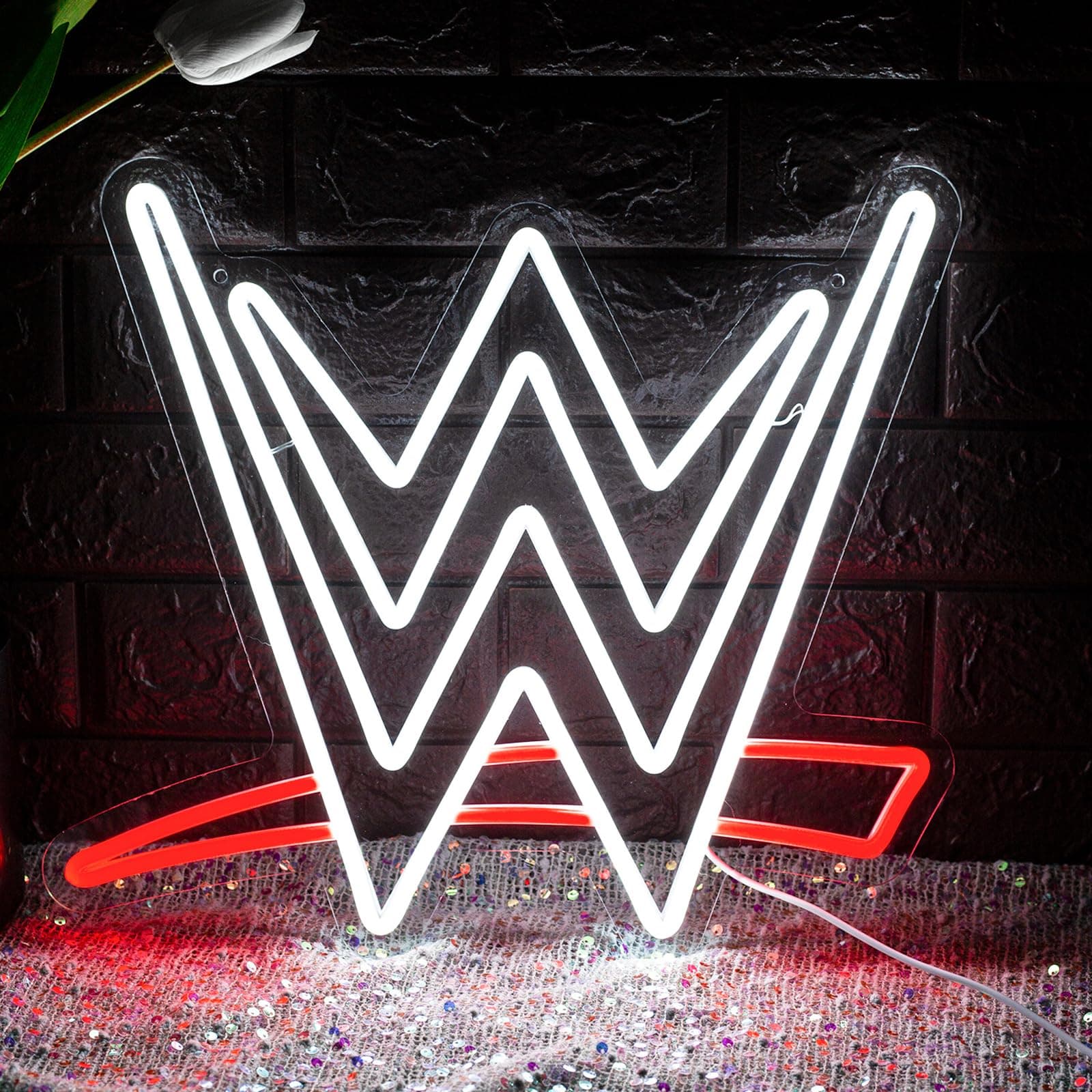 Wrestling Neon Sign, LED Wrestling Neon Sign for Wall and Room Decor, USB Night Light for Game Bedroom Birthday Competition Party Gifts (Red White)
