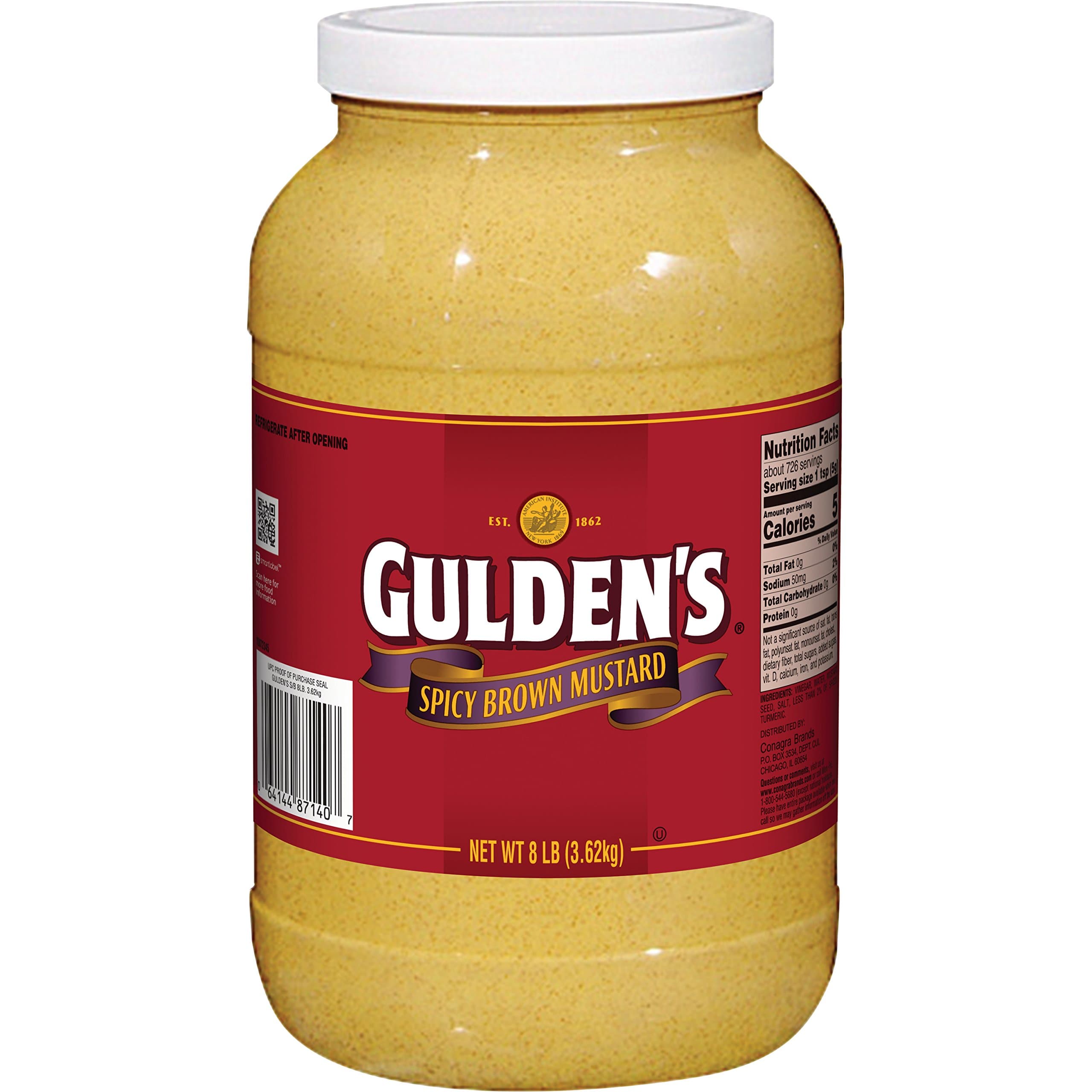 Gulden's Spicy Brown Mustard, 128 Ounce (Pack of 4)