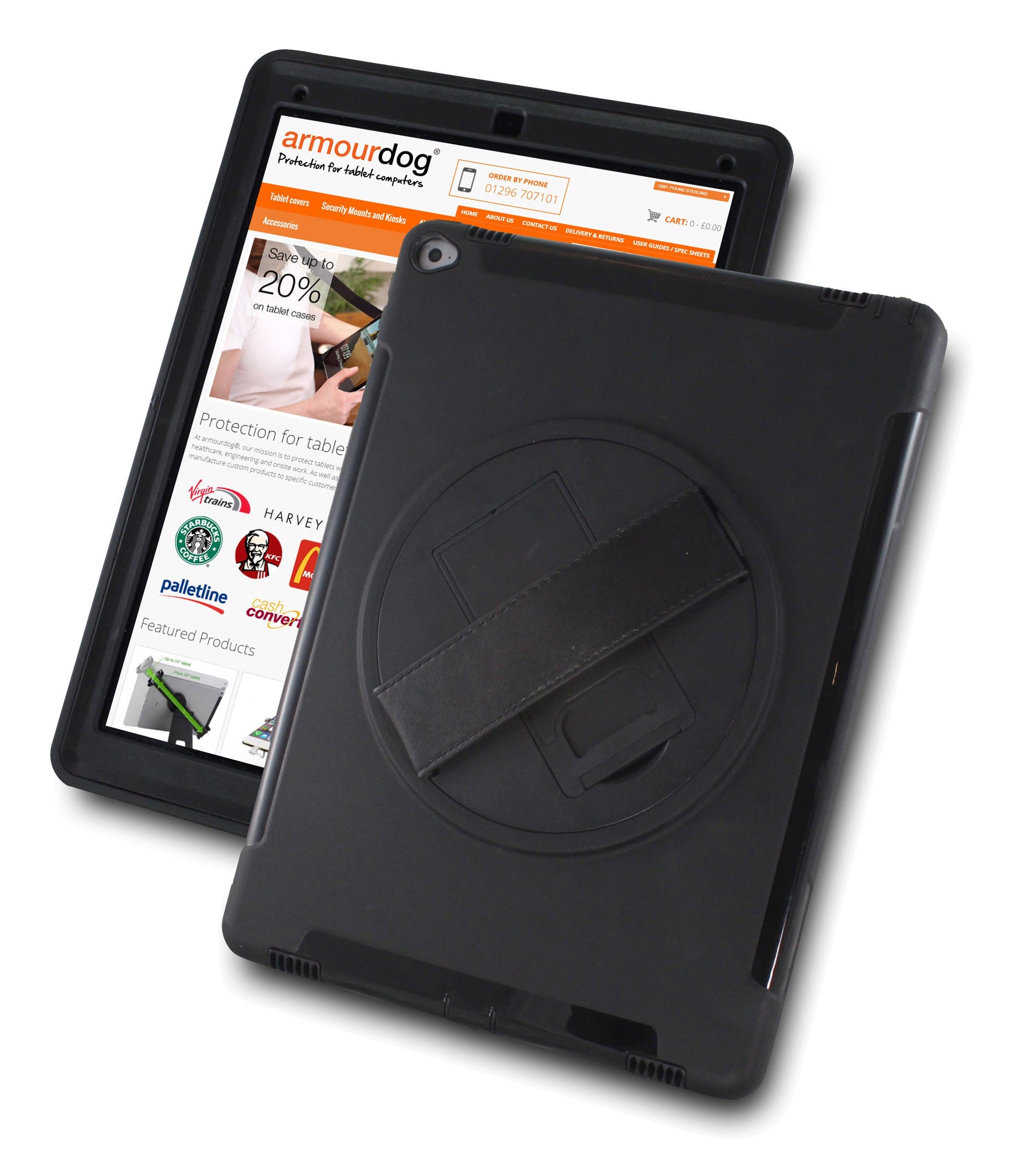 armourdog® rugged '360 grip case' with hand strap and tempered glass screen for the Apple iPad Pro 12.9"