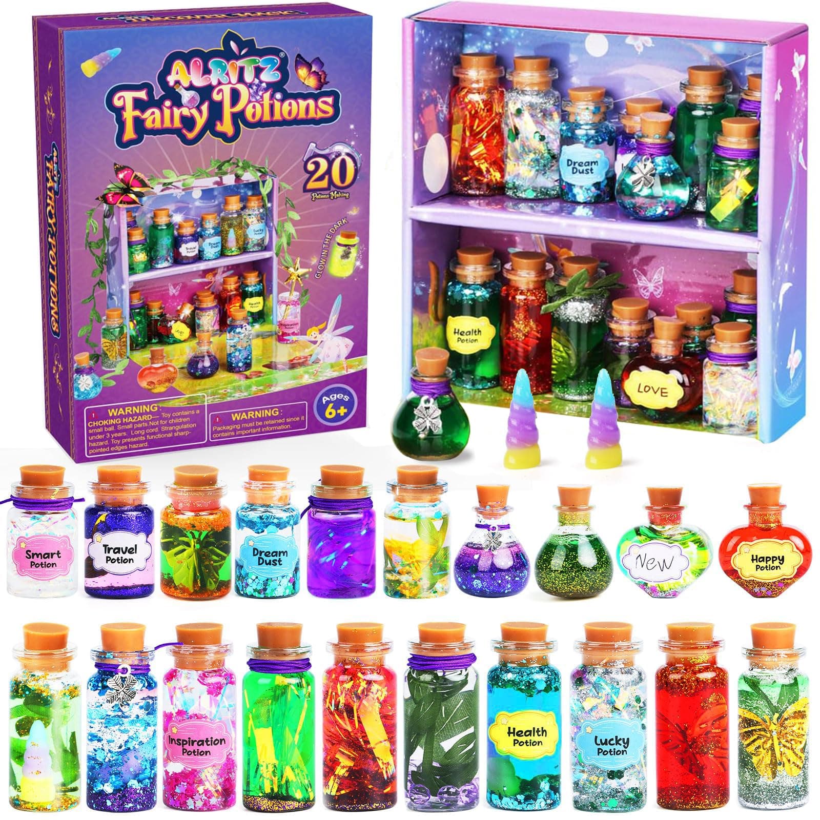 Alritz Fairy Mixies Potion Kits for Kids, 20 Bottles Magic DIY Mixies Potions, Decorations Families Party Ornaments Creative Crafts Toys Gifts for Girls and Boys Ages 6 7 8 9 10 11+
