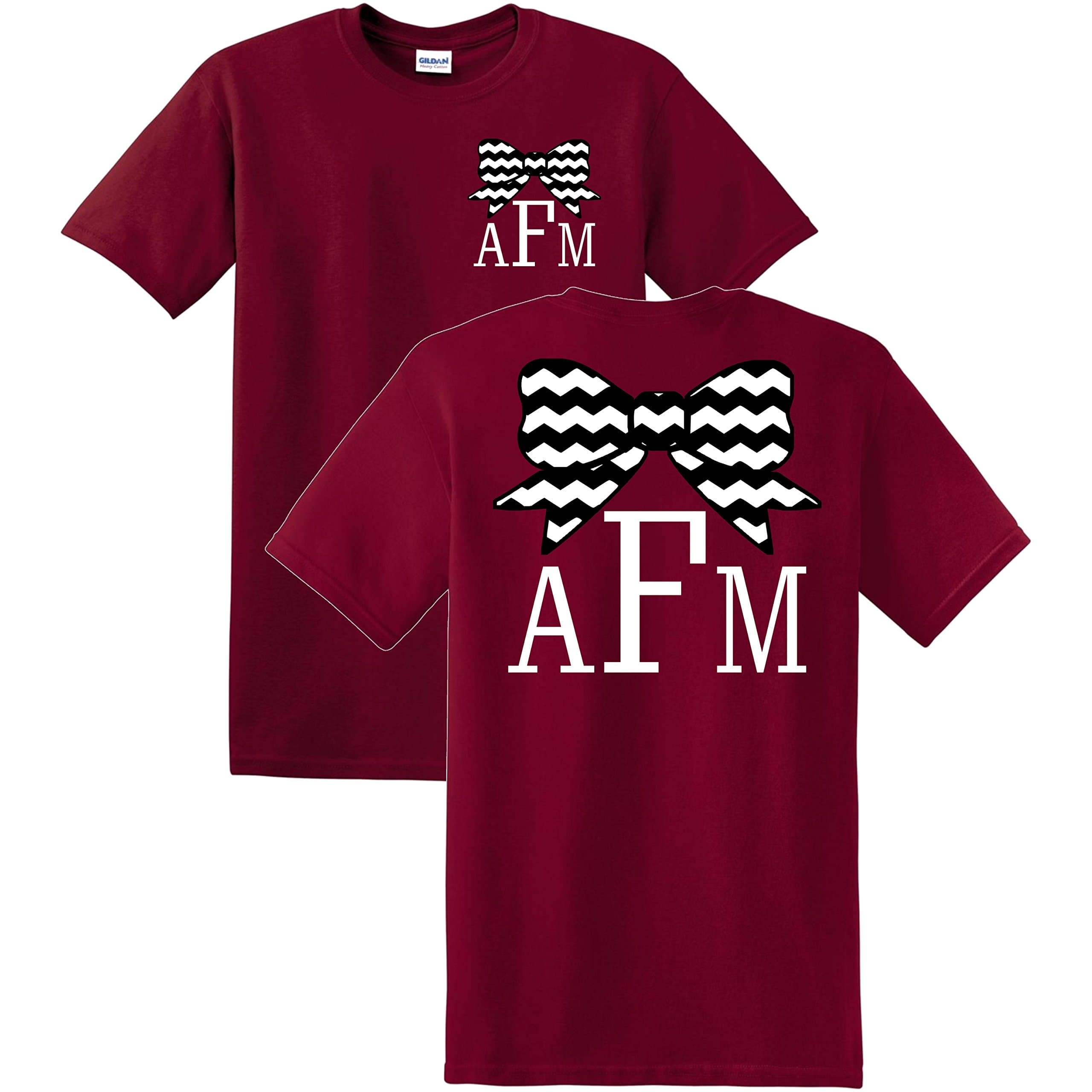 Bow Chevron Monogrammed T-Shirt (Large)
