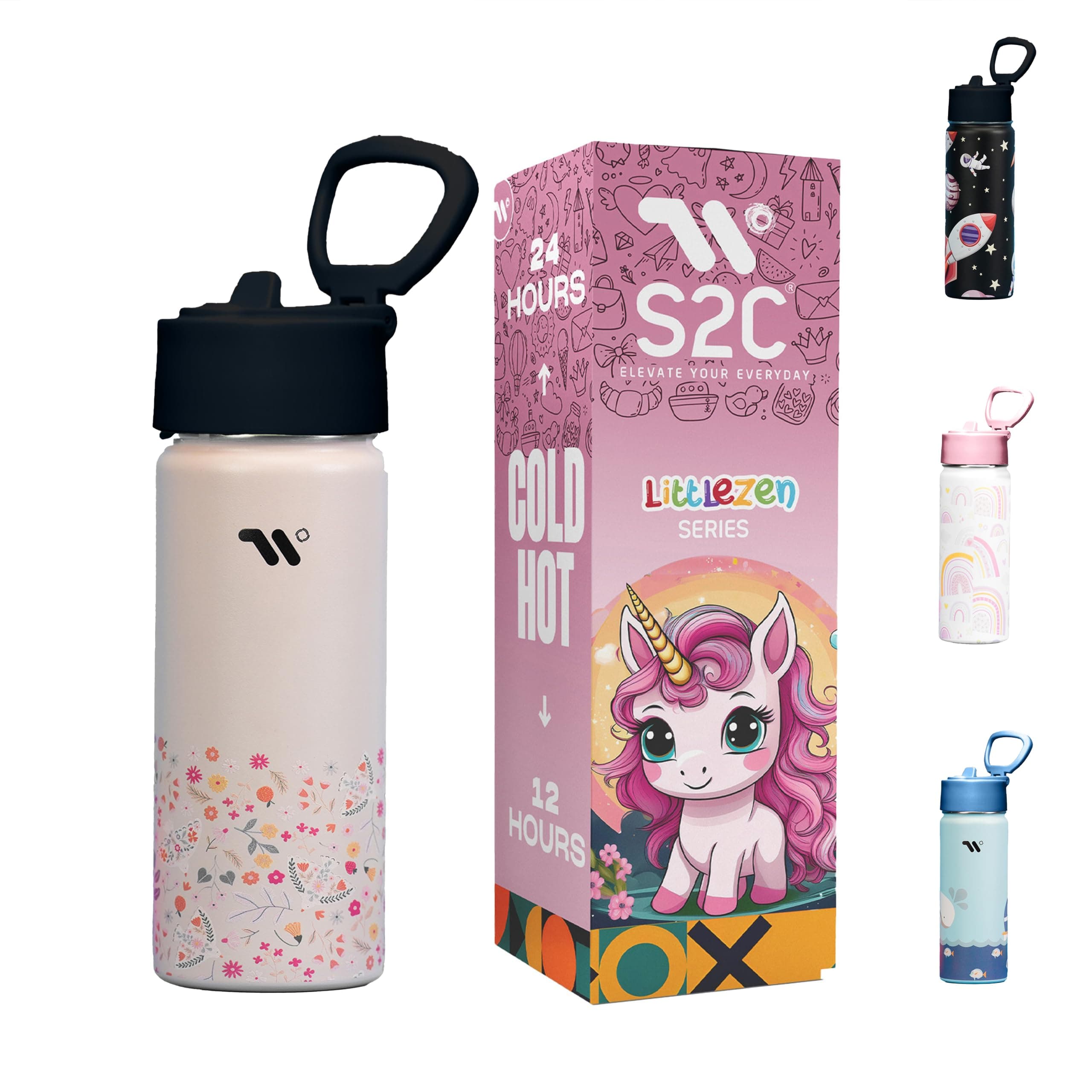 S2C - Kids Water Bottle for School - 550ml Stainless Steel, Leakproof, BPA-Free, Insulated for Hot & Cold Drinks, Perfect for Boys & Girls, Durable, Safe & Eco-Friendly (PEACH)