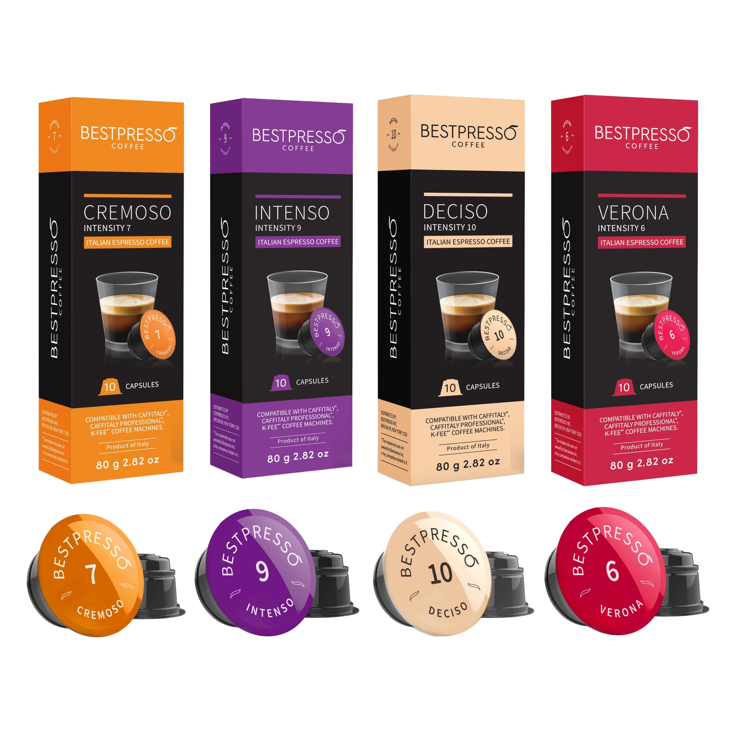 Coffee capsules compatible with Starbucks Verismo, Caffitaly, CBTL, K-fee systems 80 Pods (Variety Pack)