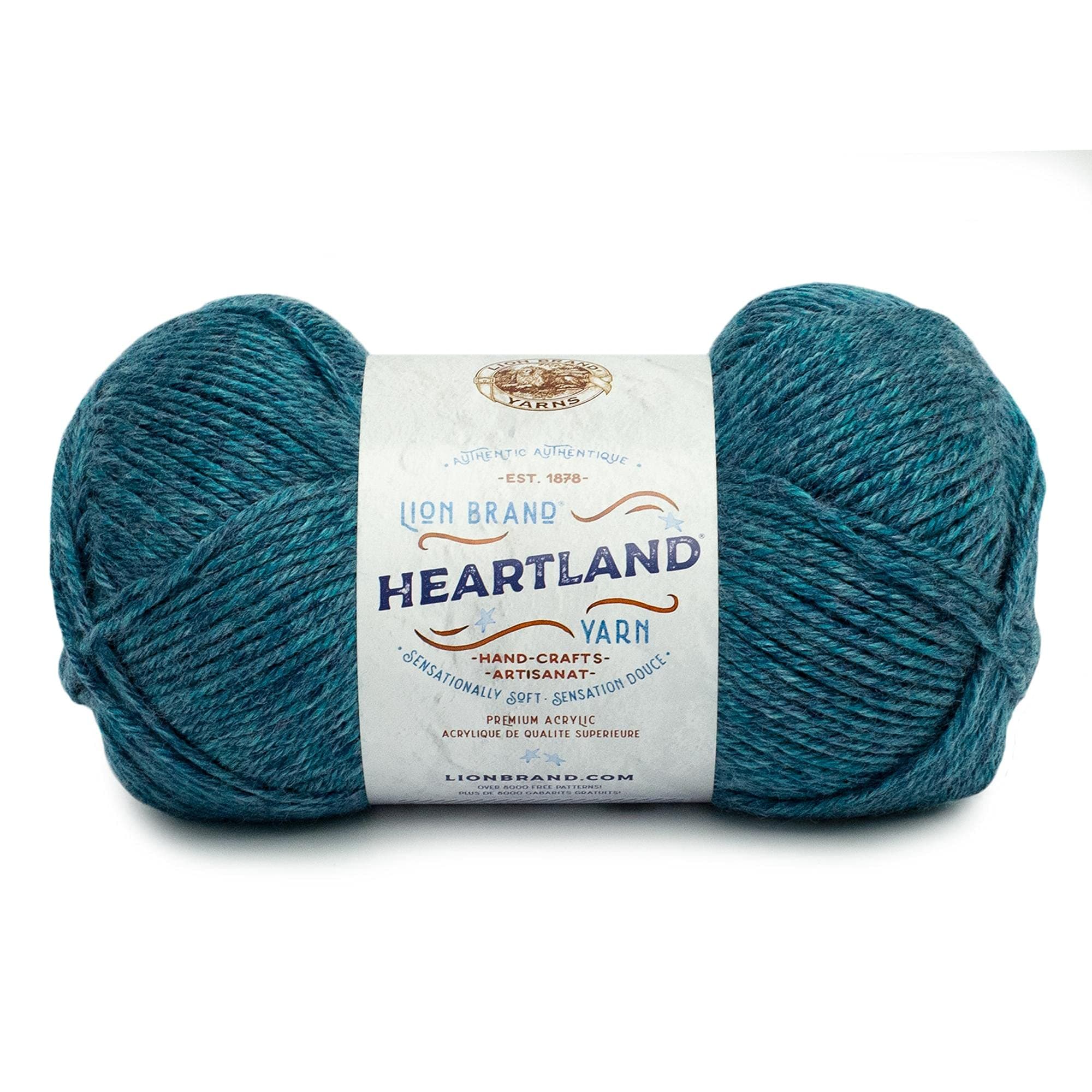 Lion Brand Yarn Company 142 g 100 Percent Acrylic Heartland Yarn Ball, Glacier Bay, 10.89 x 10.89 x 22.95 cm, 136-105, Turquoise