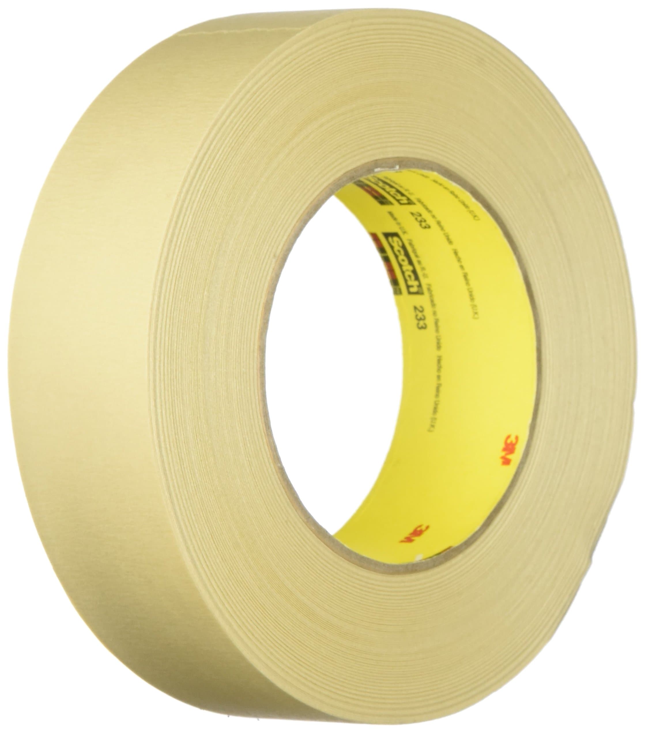 3M Scotch Automotive Refinish Masking Tape 233, 06338, 36 mm x 55 m, 1 Rolls, Tan, High Performance, Crepe Paper