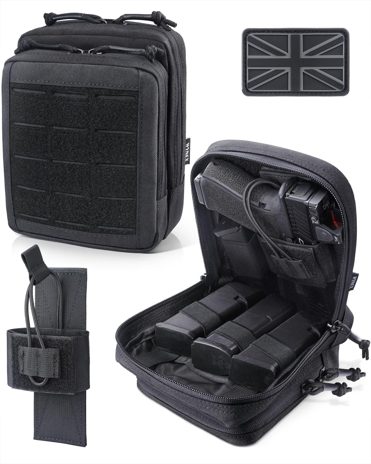 WYNEXMolle Admin Pistol Pouch for Concealed Carry, Tactical EDC Belt Pouch Gun Bag Utility Tool EMT Organizer Pouch Medical CCW with Universal Pistol/Elastic Holster