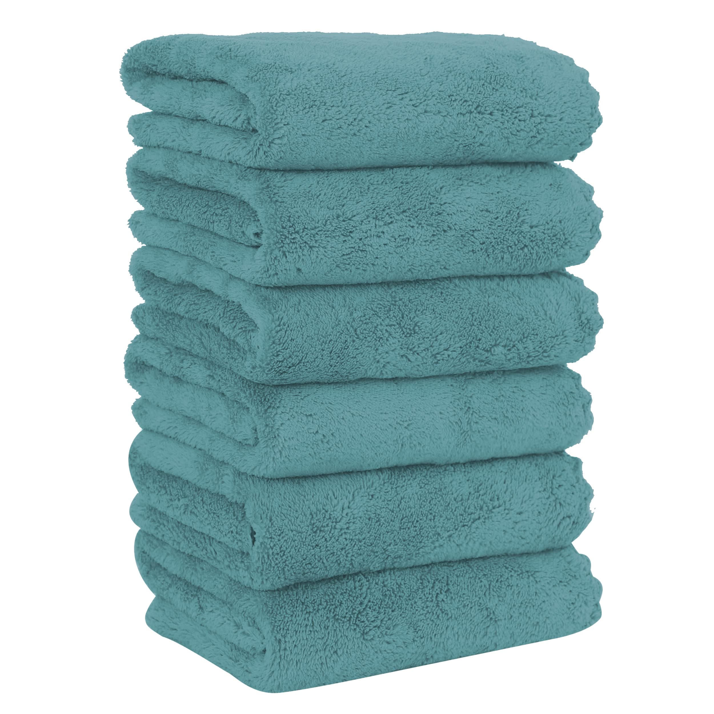 MOONQUEEN6 Pack Premium Hand Towels - Quick Drying - Microfiber Coral Velvet Highly Absorbent Towels - Multipurpose Use as Hotel, Bathroom, Shower, Spa, Hand Towel 16 x 28 inches (Teal)