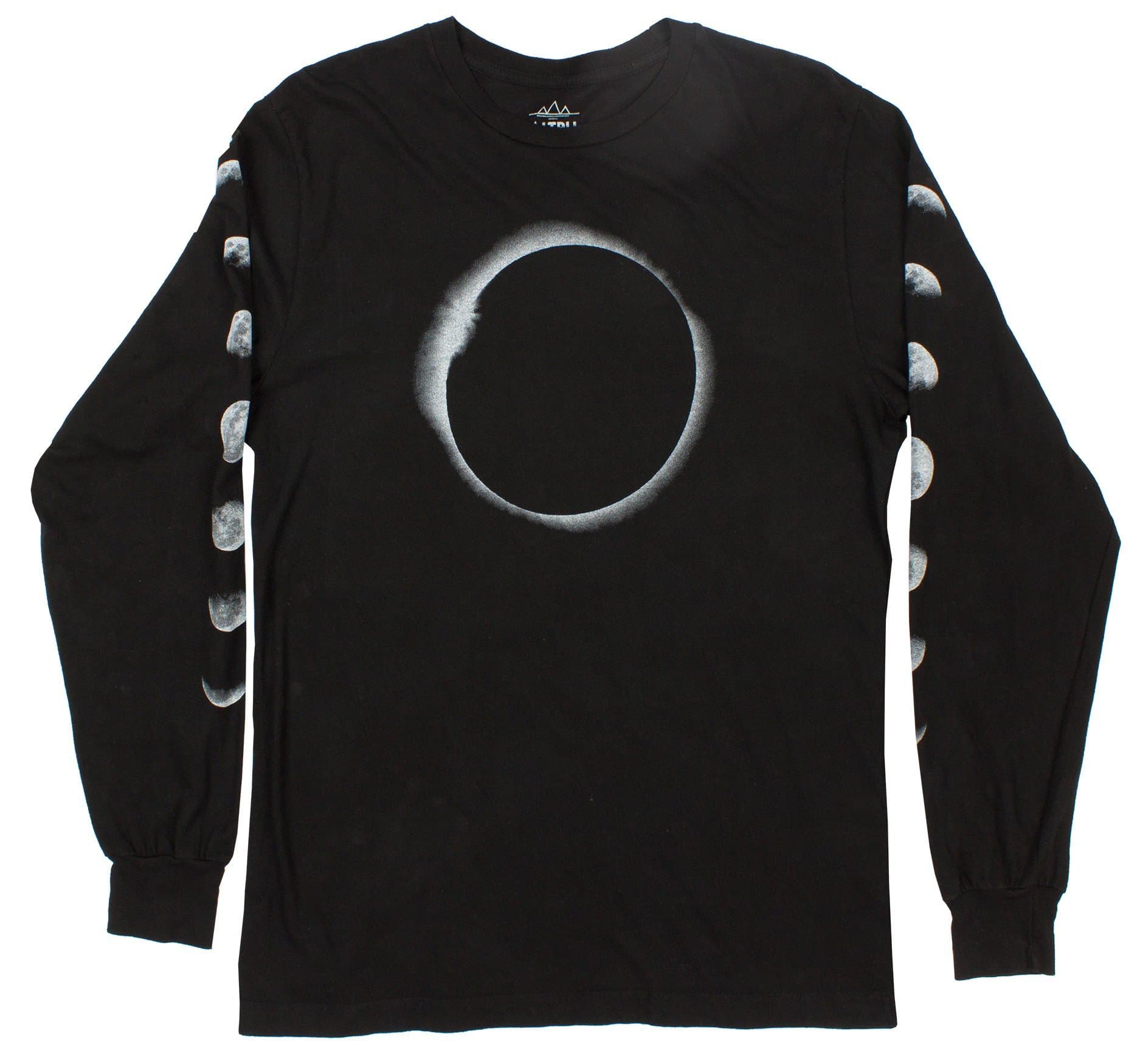 AltruApparel Graphic T Shirt | Lunar Eclipse Moons Mens | Black Long Sleeve Shirt Full Moon Graphic t Shirts for Men’s