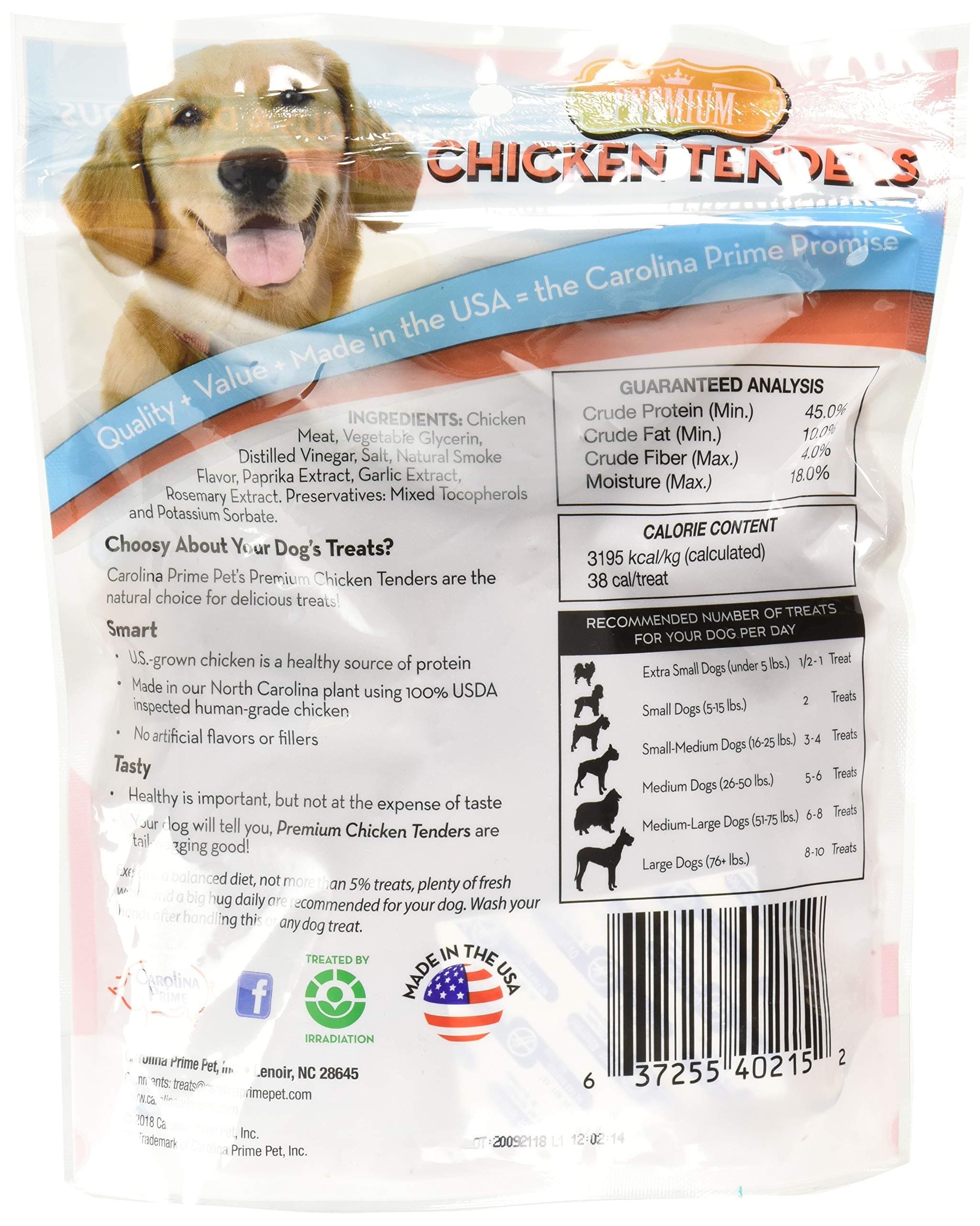 Carolina Prime Pet 40216 Chicken Tenders Treat for Dogs ( 1 Pouch), One Size