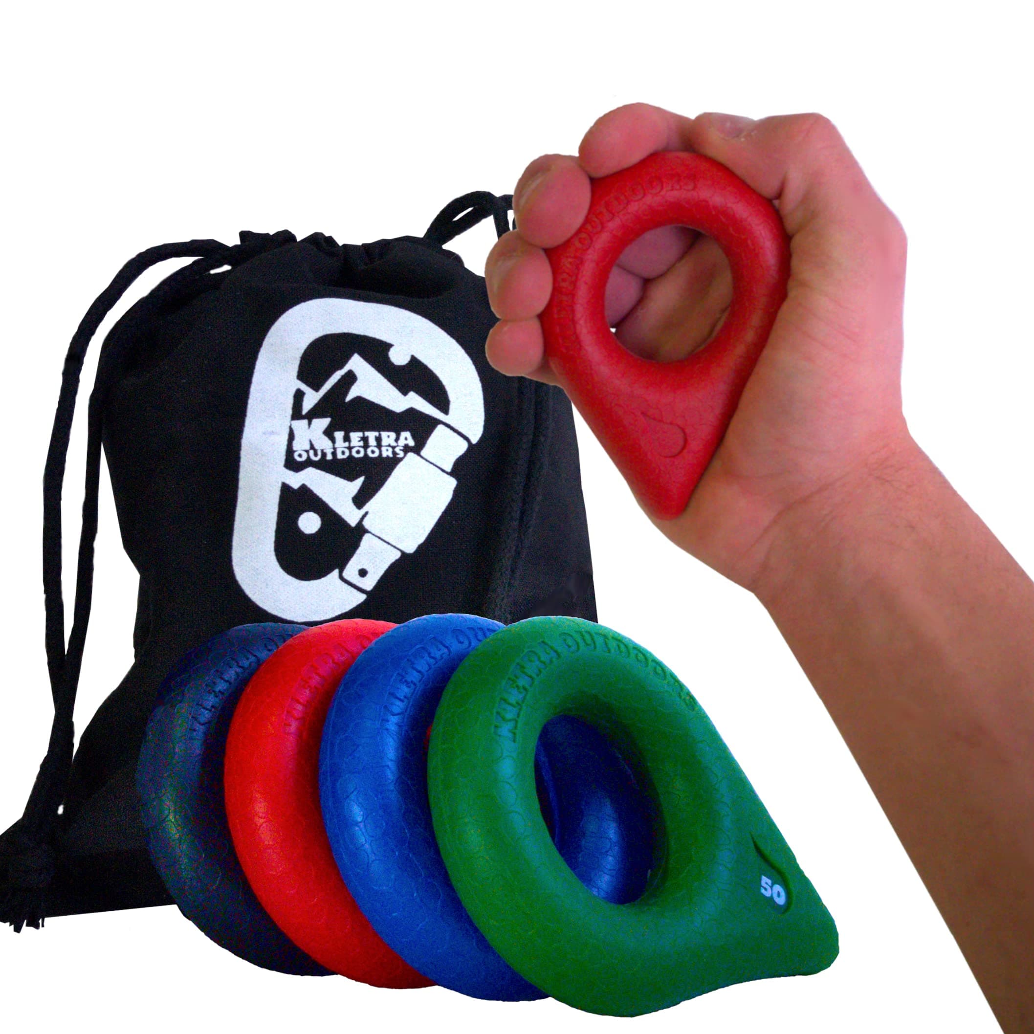 Premium Set of 4 Teardrop Rings- Grip Strength Trainer Grips for a Complete Healthy Hand and Iron Grip- Hand Stretcher Hand Strengthener Donut Finger Training Climbing Fist Exerciser