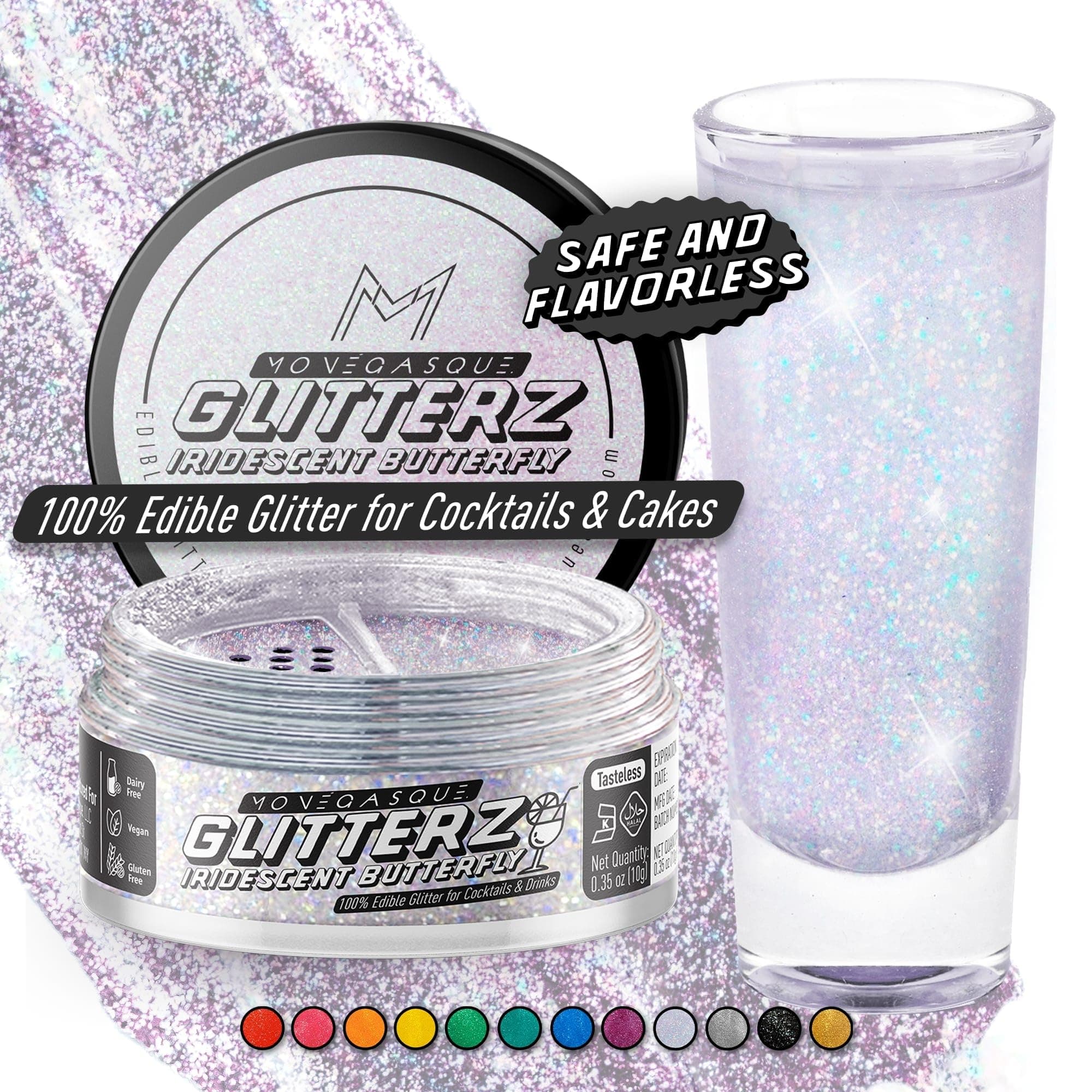 MONÉGASQUE Iridescent Edible Glitter for Drinks 10g – Edible Glitter for Cakes & Cocktails - Cocktail & Drink Shimmer Powder - Food Decorating Easter Sprinkles- Cupcake & Cake Decorations Spray