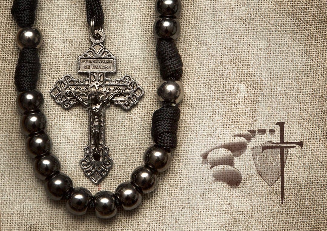 Black Steel Paracord Rosary