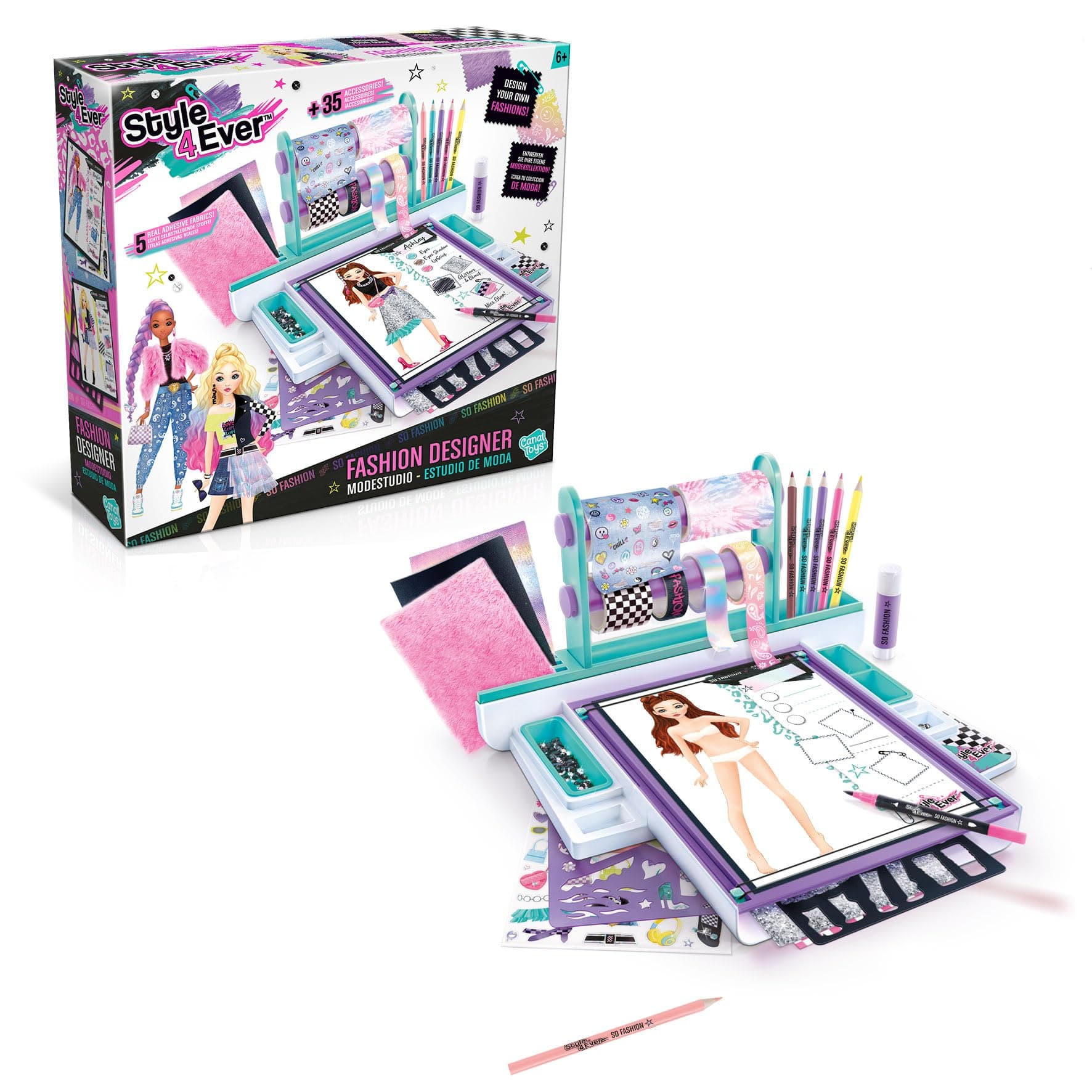 Style 4 Ever Canal Toys Fashion Designer Studio - Complete Drawing Studio - Crafts for Kids - Fashion Designer Kits for Girls - Craft Kits - Gift for Children 6 Years + - OFG 276
