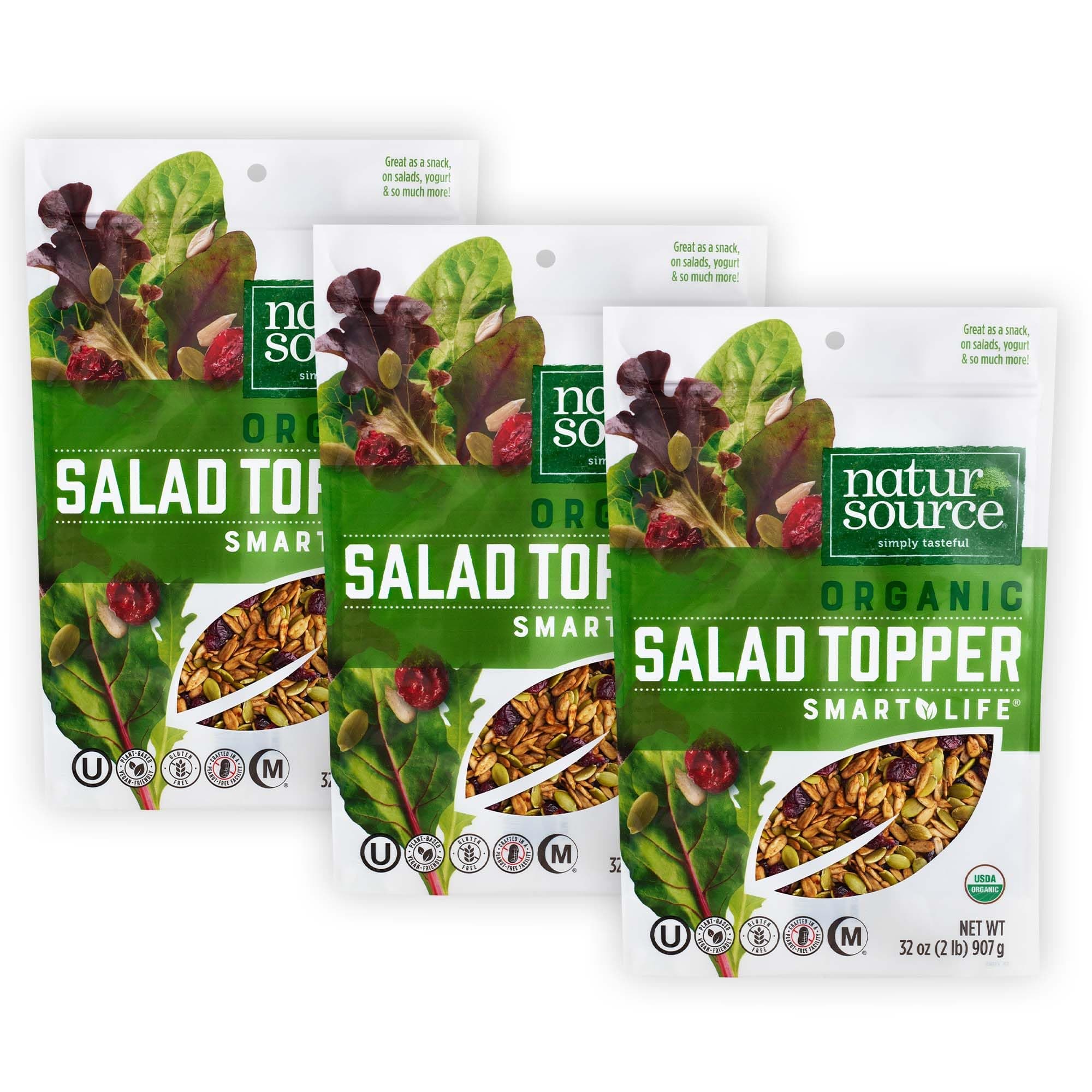 naturSource Organic Salad Topper - Salad Toppings, Salad Mix, Salad Toppers Seeds and Cranberries, Crunchy, Mixed Seeds for Salad, Oatmeal or Yogurt, Gluten Free, Organic - 32 Oz (2 Lb) (Pack of 3)