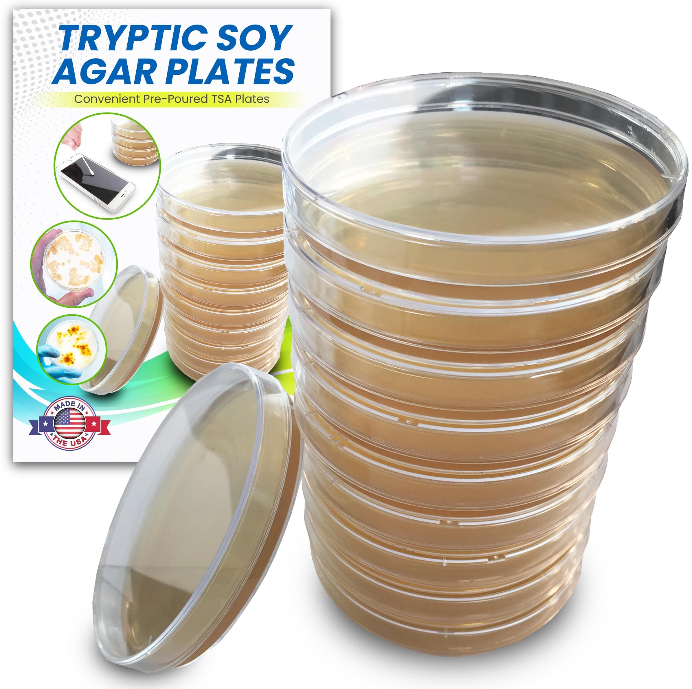 ES EVVIVA SCIENCES Tryptic Soy Agar (TSA) Plates by - Prepoured TSA Petri Dishes - Excellent Quality and Performance - Top Kit for Fair Projects