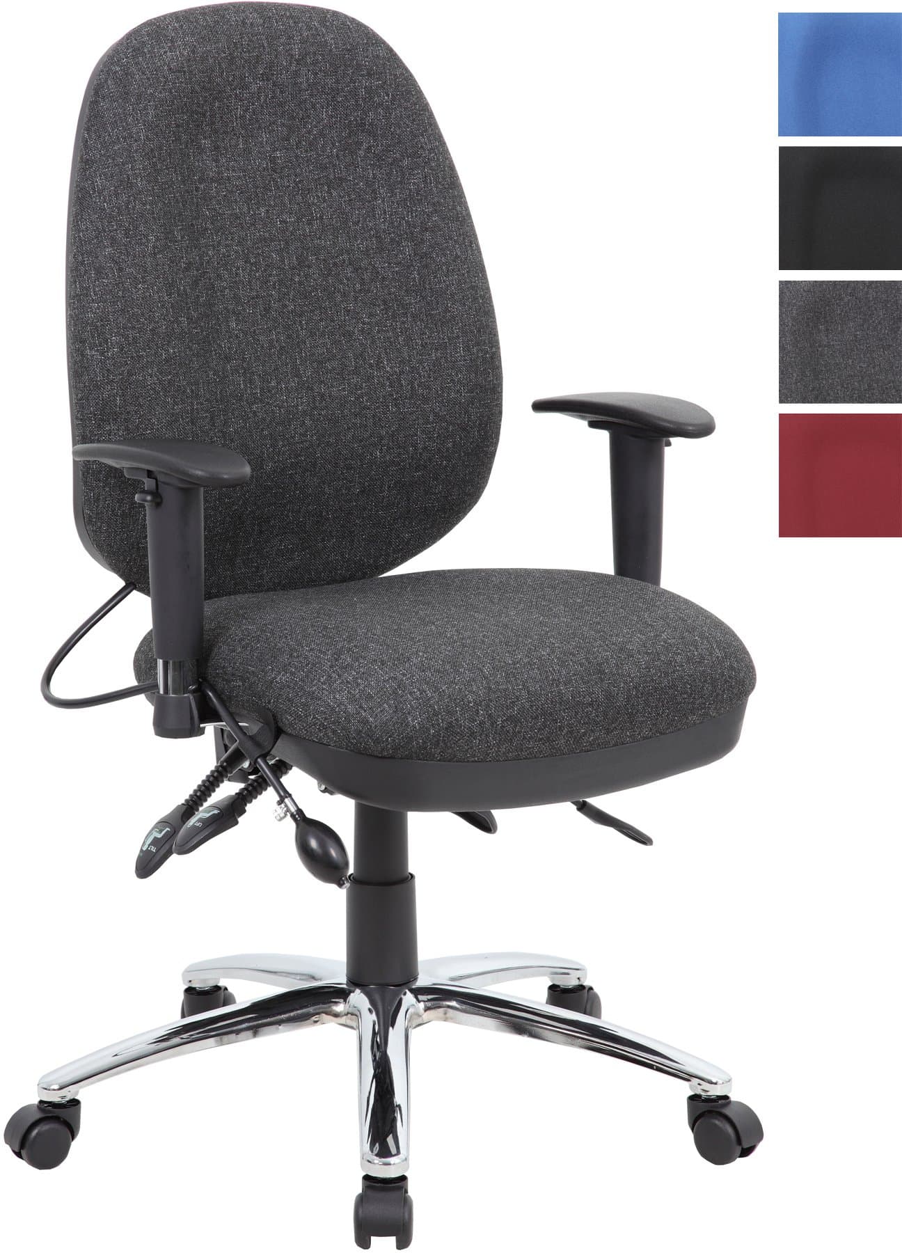 Deluxe Air Lumbar - Large Fully Loaded Operator Chair with Posture Sprung Seat - Charcoal