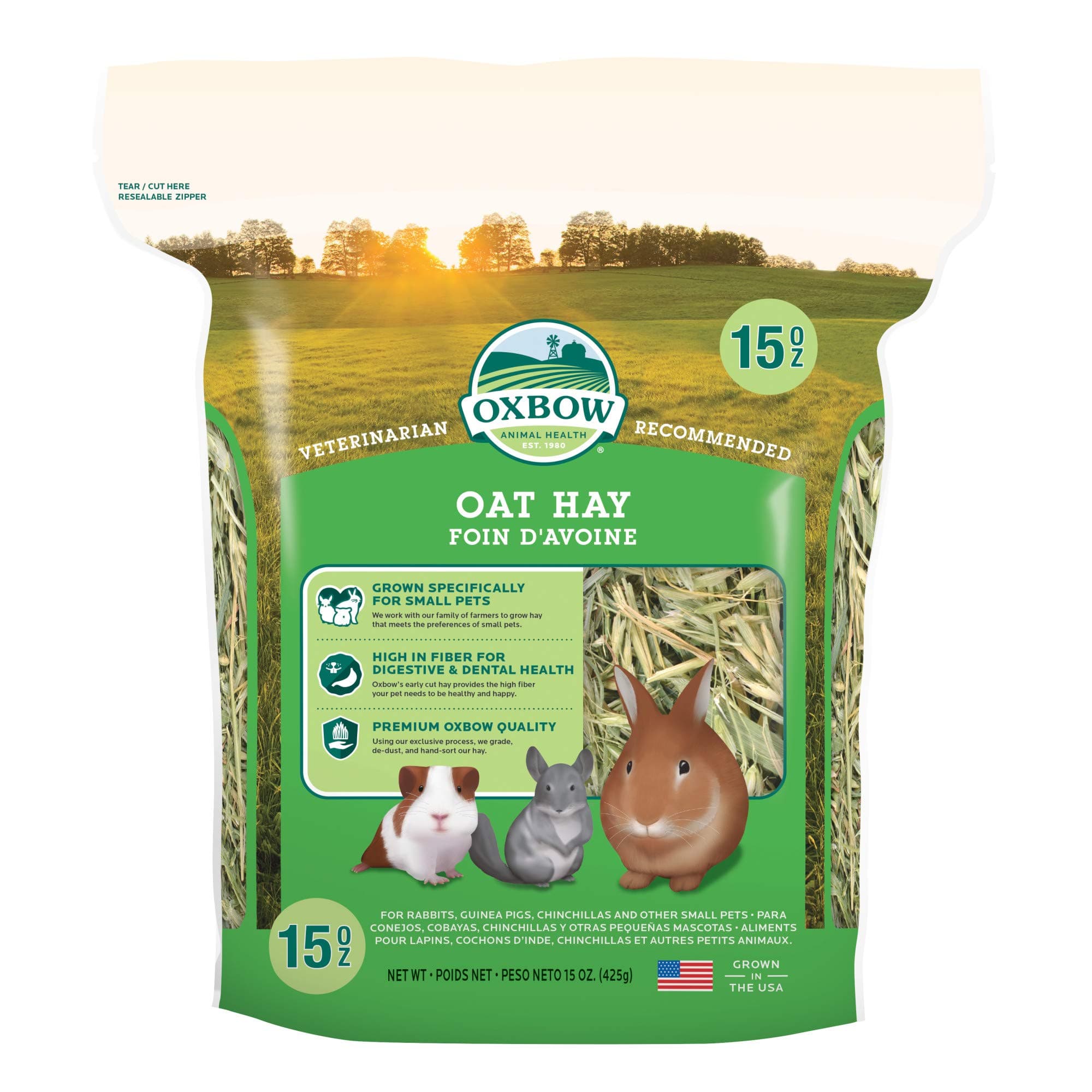 Oxbow Animal Health Oat Hay for Pets, 15-Ounce, All Life Stages, rabbit, 1 Count