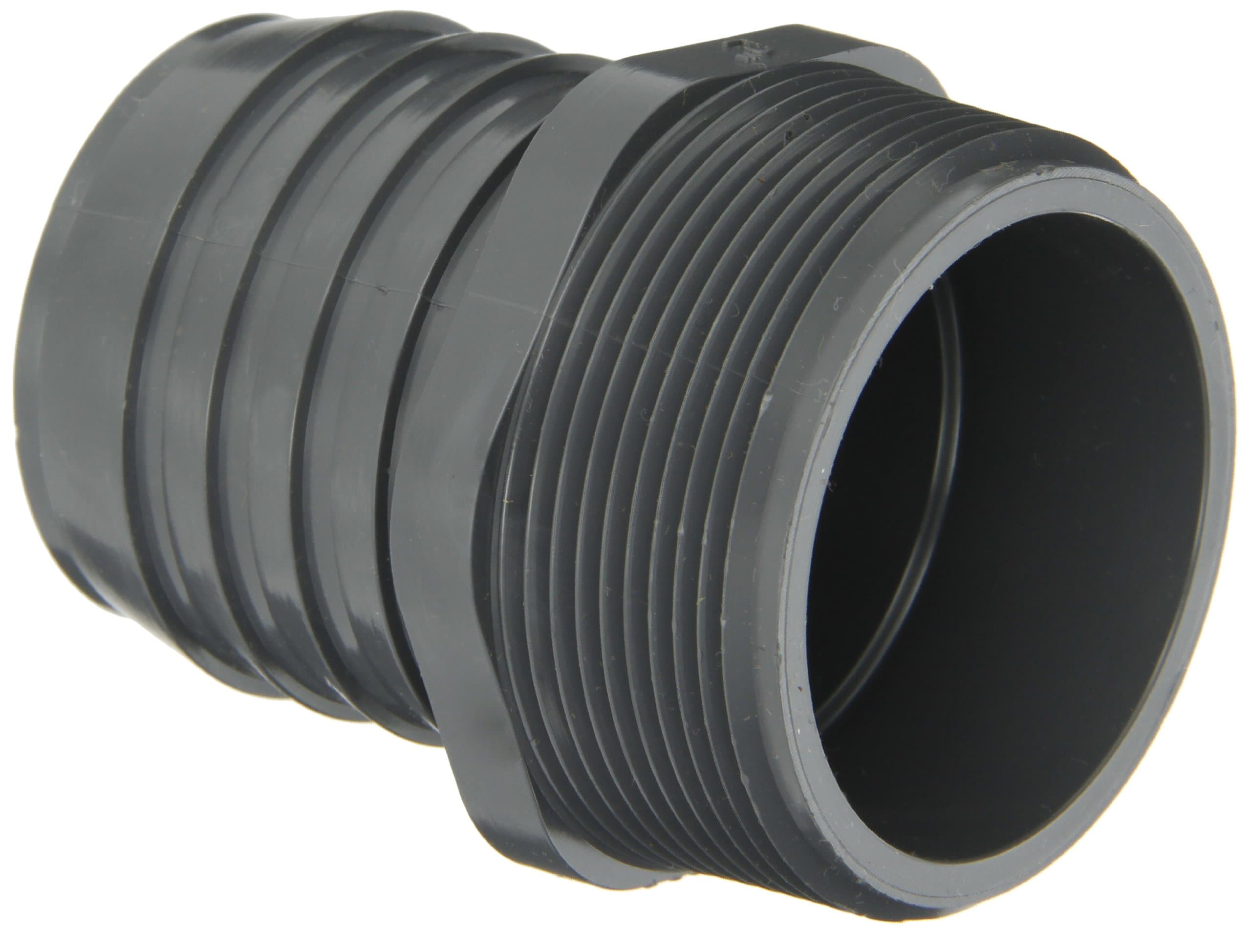 Spears PVC Tube Fitting, Adapter, Schedule 40, Gray, Barbed x NPT Male 1" Grey 1436-010 1
