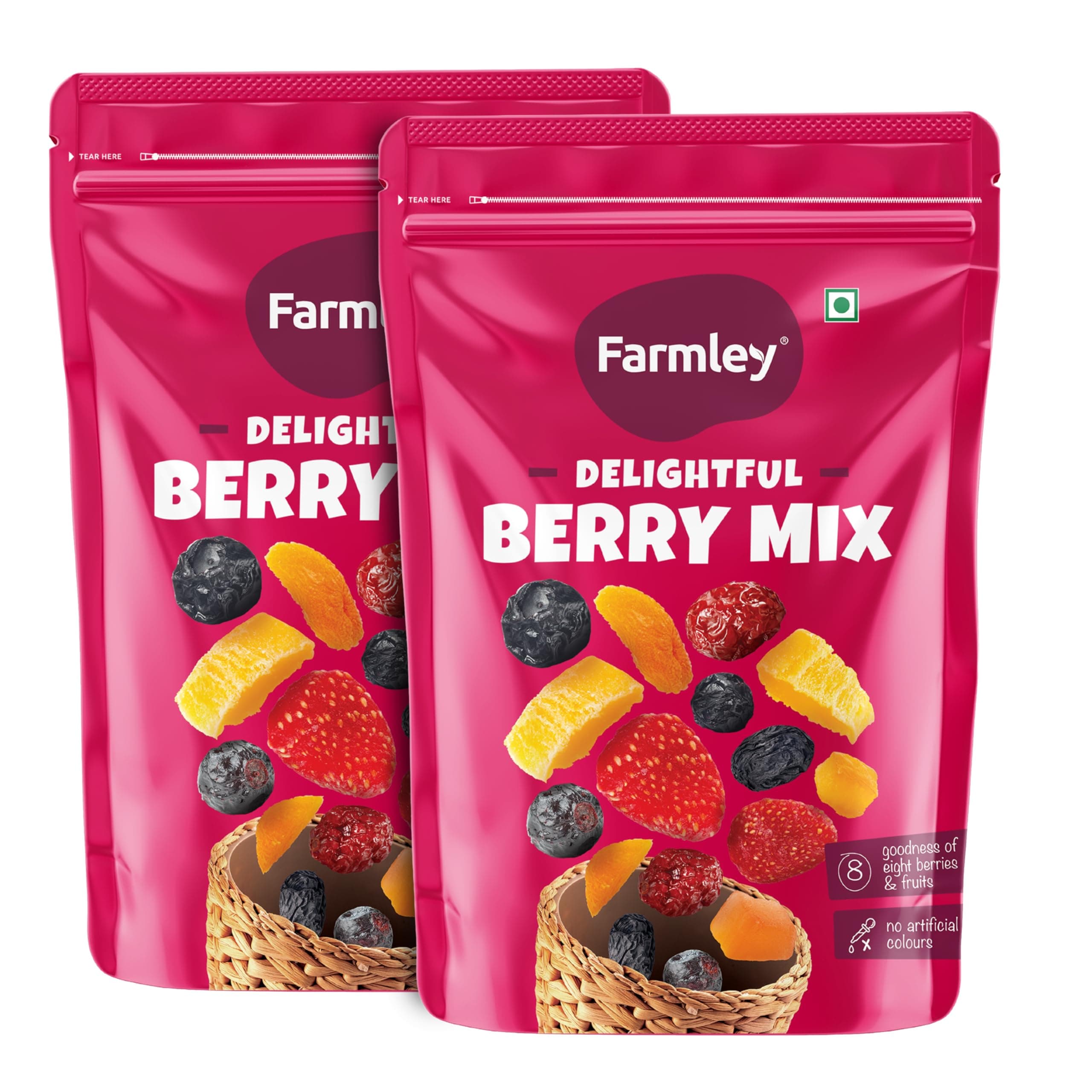 Farmley Berries Mix 160gram | 8-In-1 Healthy Snacks Contains Cranberry,Black Raisins,Strawberry,Black Currant & More (Pack of 2) fresh