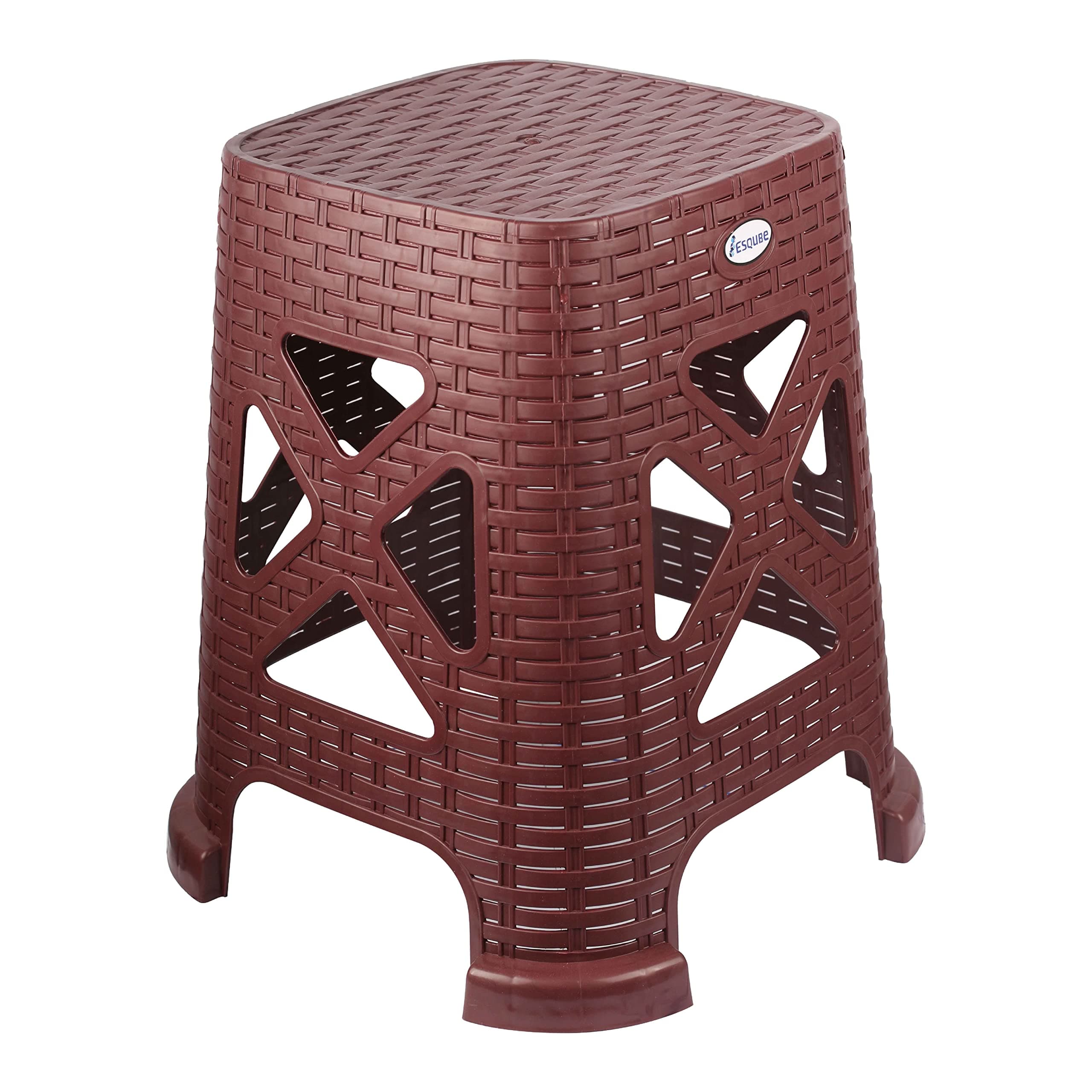 ESQUBE® Plastic High Stool Square for Indoors and Outdoors Brick Red Color