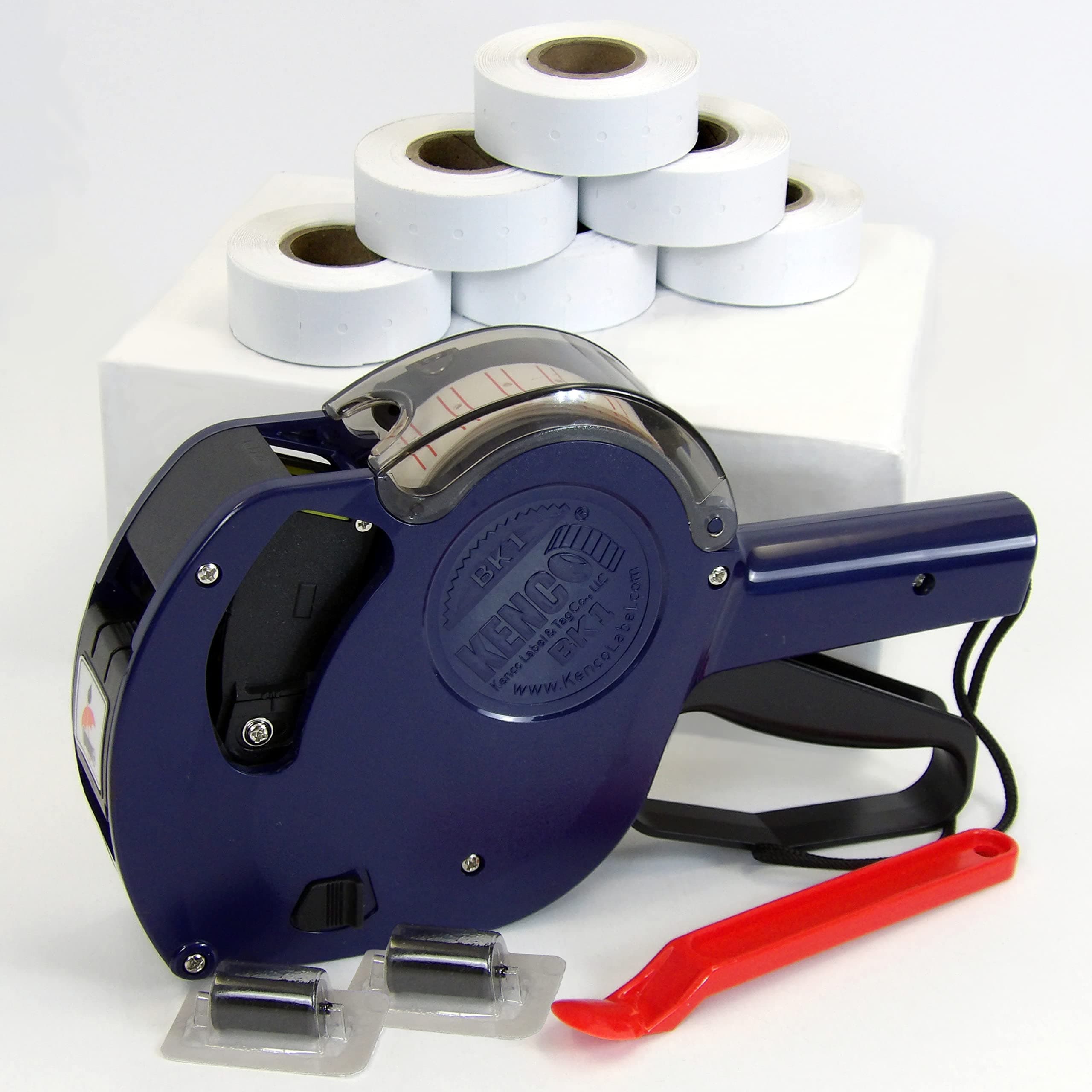 BK 1 Line Price Gun Kit - Includes 6,000 Labels, 2 Ink Rollers, Label Scraper - 8 Digit Labeler for Pricing, Dating, and Coding (BK-1 KIT Standard)