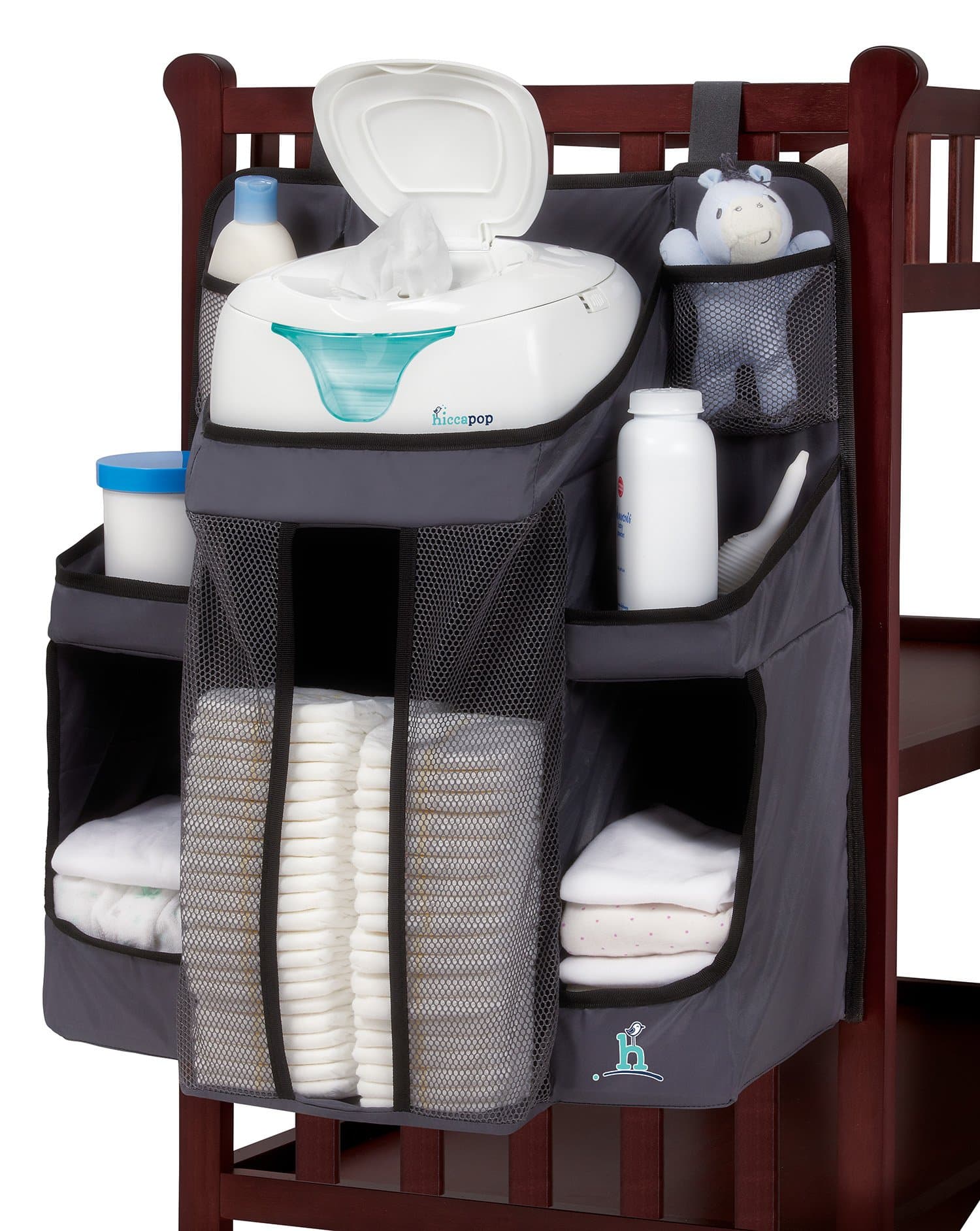 hiccapop Nursery Organizer and Baby Diaper Caddy | Hanging Diaper Organization Storage for Baby Essentials | Hang on Crib, Changing Table or Wall