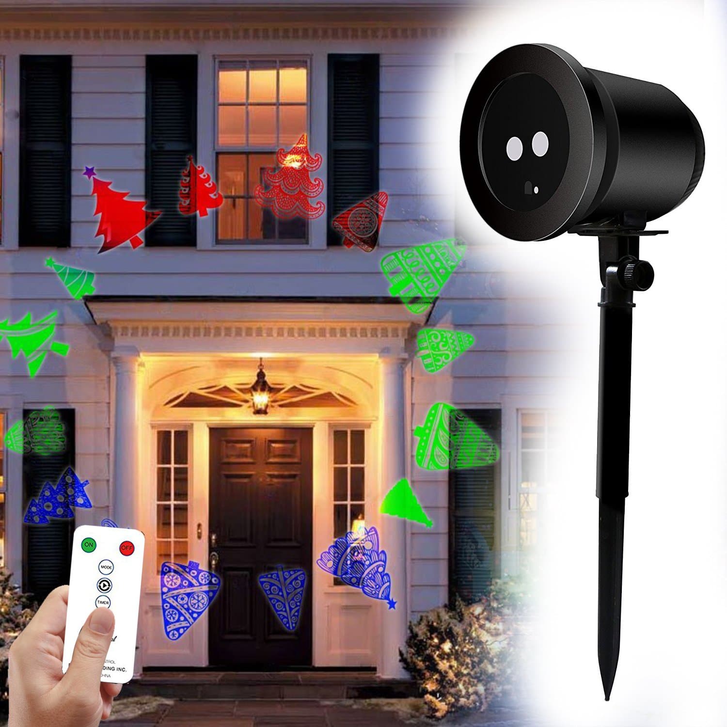 Christmas Festival® Newest Version Indoor and Outdoor Moving Bright LED Landscape Home Motion Projector Light Decoration Lighting Show on Christmas Holiday Party (Christmas Trees)