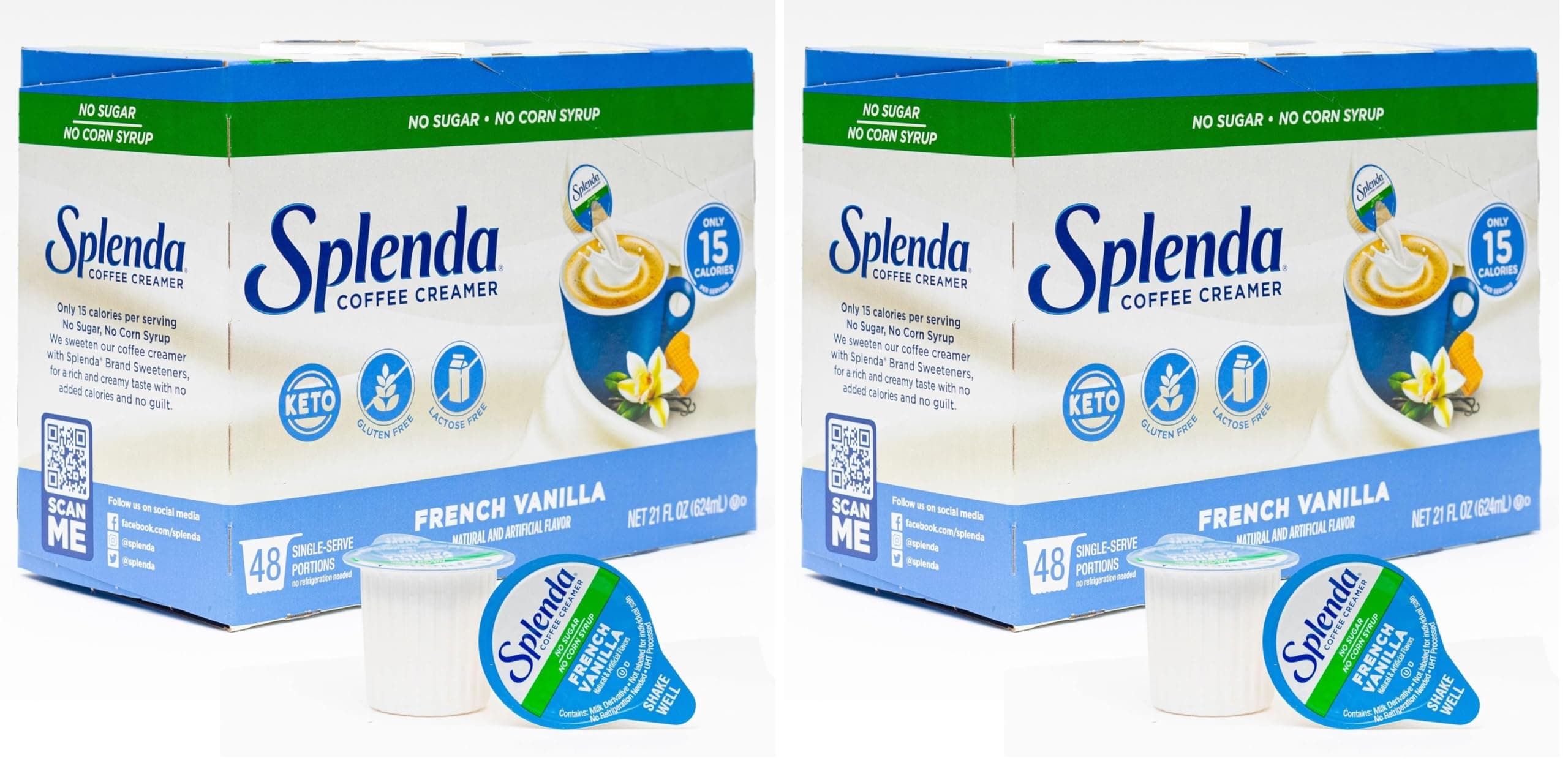 SPLENDA Single Serve Coffee Creamer Cups, Sugar Free French Vanilla, 48 Count (Pack of 2)