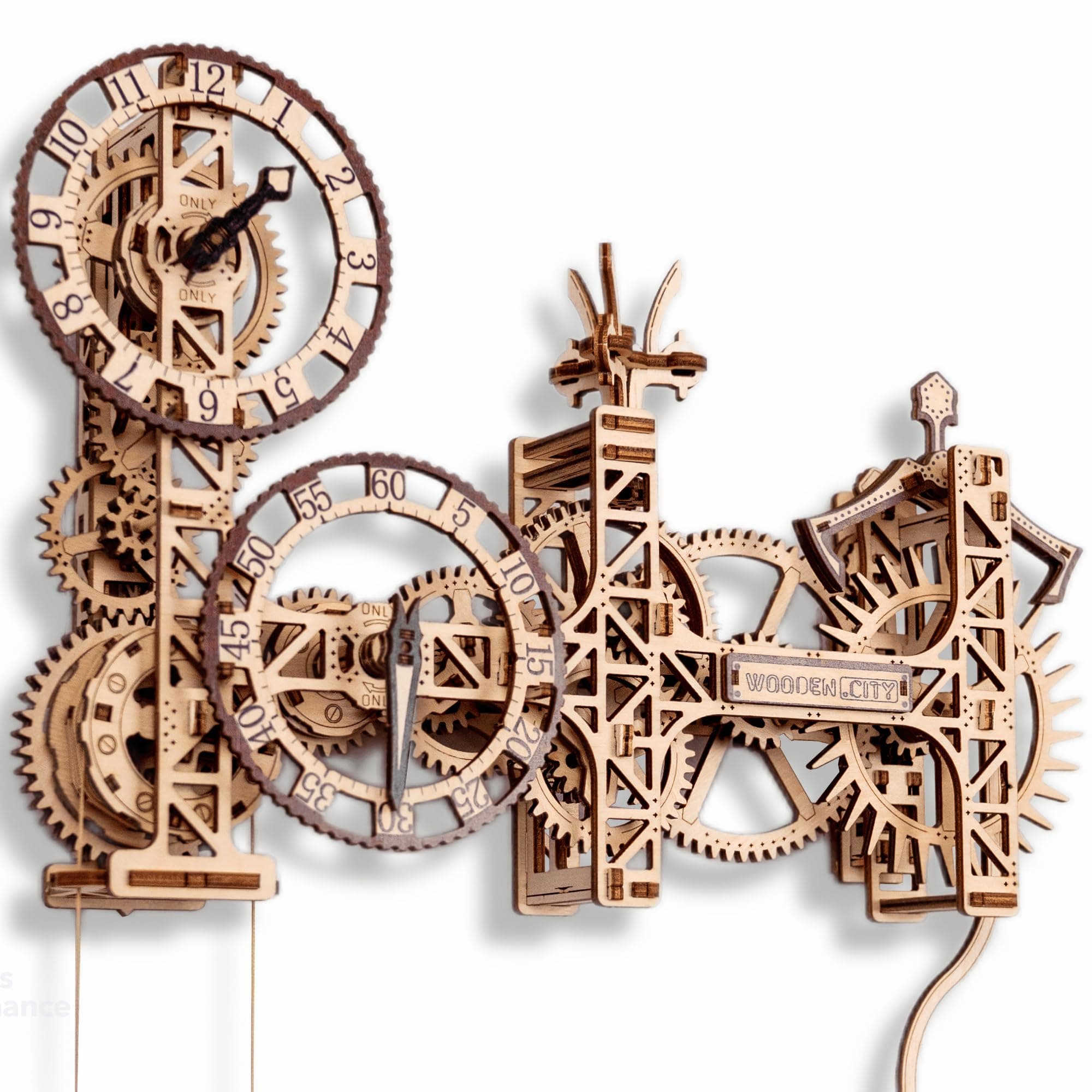 WOODEN.CITY 3D Puzzle Model Kits for Adults - Vintage DIY Wall Clock with Pendulum - Challenging Puzzles for Adults - Classic Home Decor (Steampunk Wall Clock)