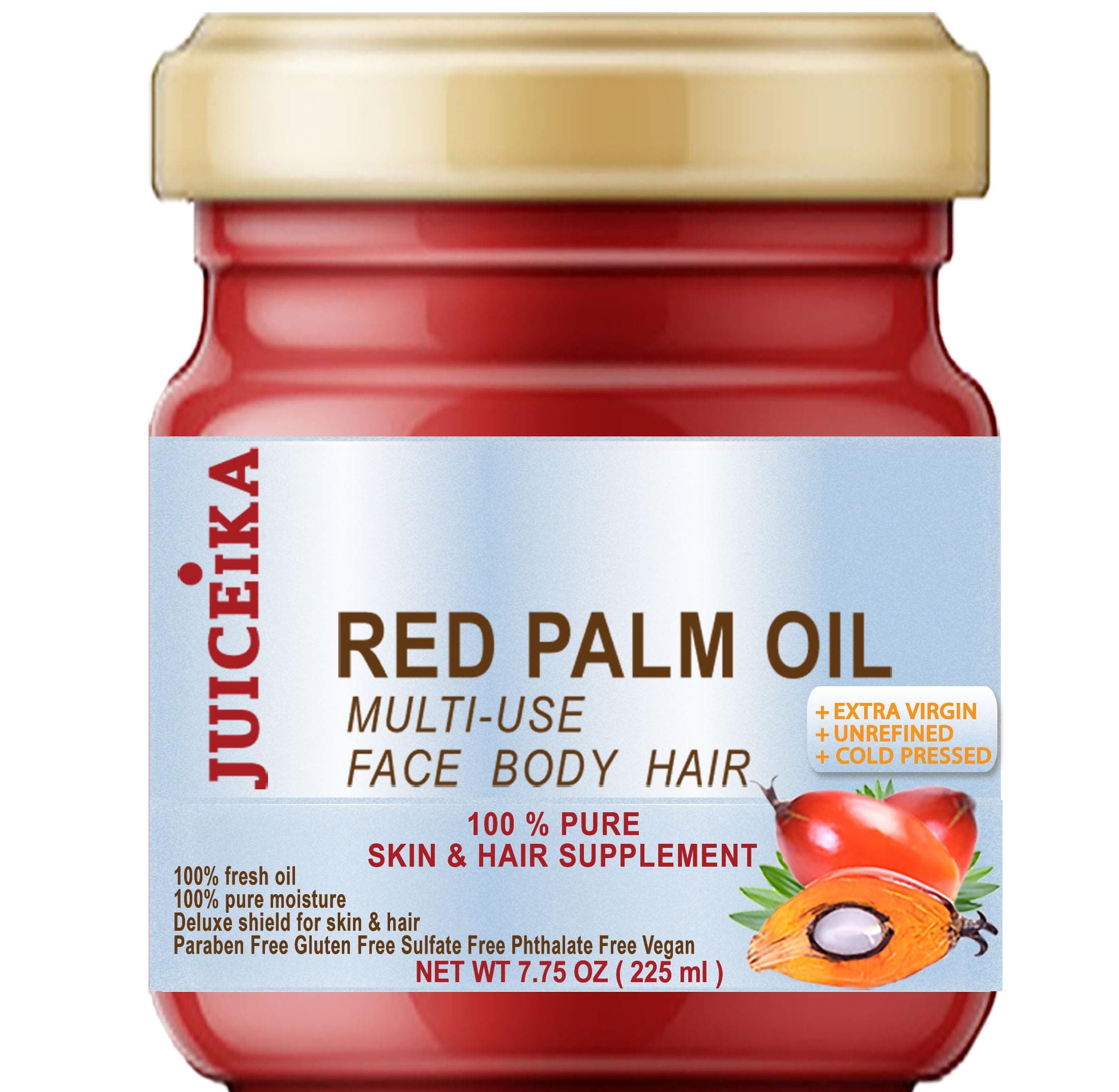 100% PURE ORGANIC RED PALM OIL Brazilian. EXTRA VIRGIN/UNREFINED/RAW COLD PRESSED. 100% Pure Moisture. Skin & Hair Supplement.