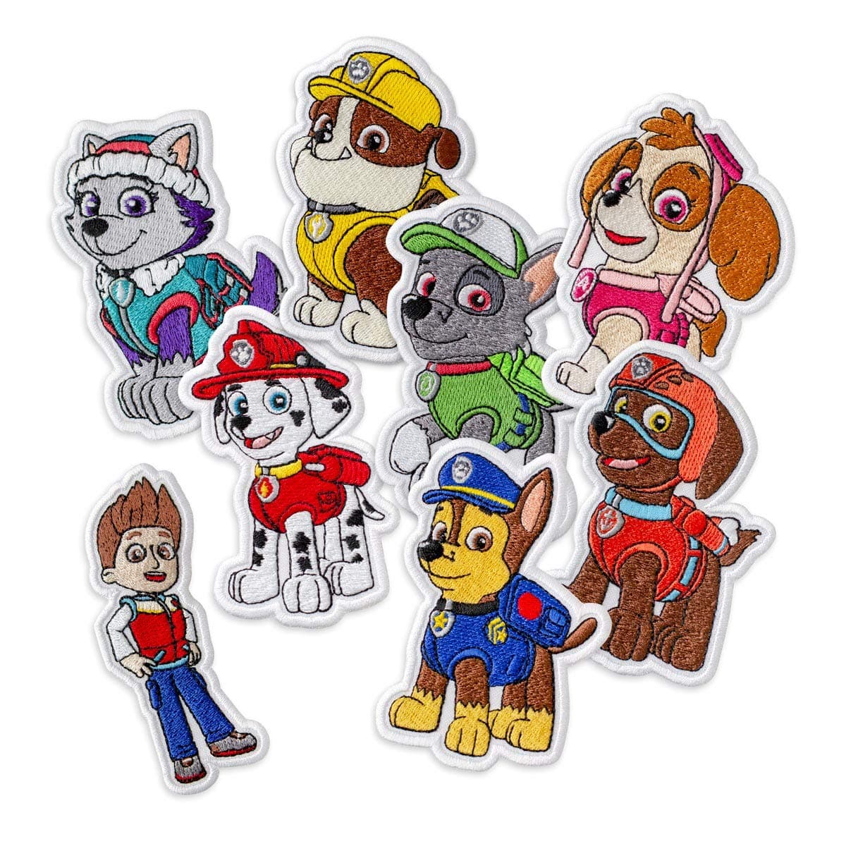 PAW Patrol Collection Set (Ryder, Chase, Everest, Marshall, Rocky, Rubble, Skye, Zuma) Embroidered Patches Iron On
