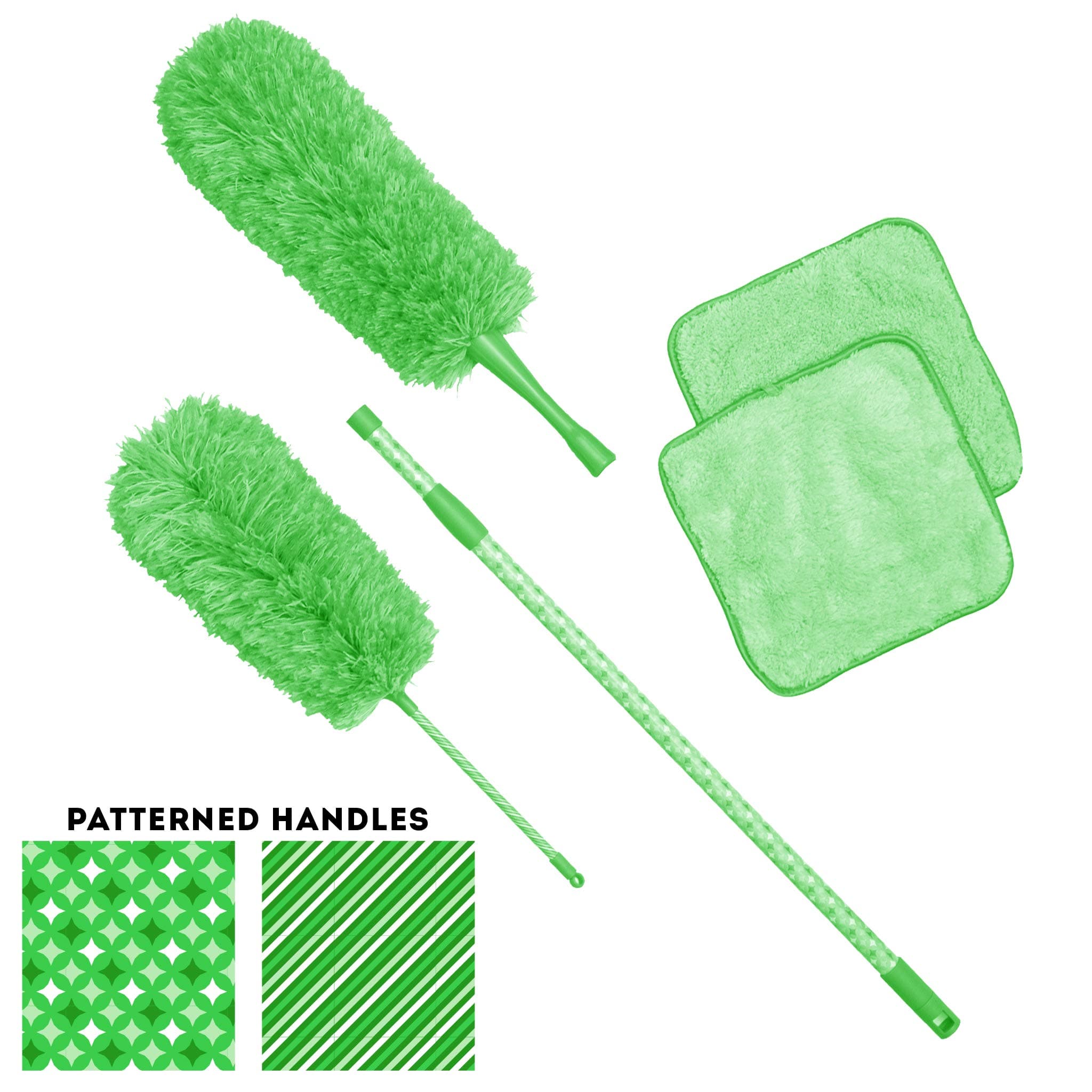 Campanelli's Microfiber Dusters for Cleaning - Reach High Places and Easily Clean Ceiling Fans, Window Shades, and More - Set Includes 2 Dusters, 1 Extension Wand, and 2 Microfiber Towels (Mint)