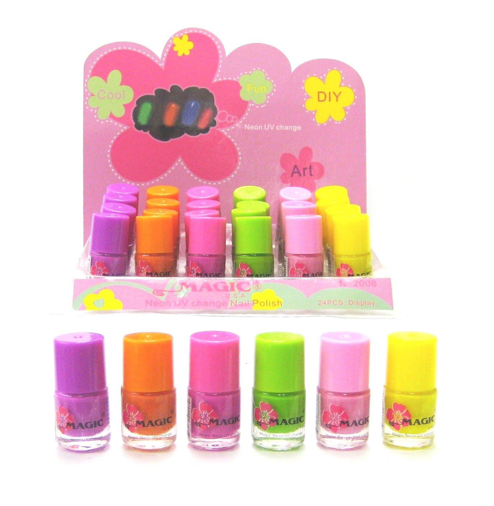 Neon UV Change Nail Polish 6 Pack Set (6 Colors Premium Quality and Quick Dry 24Ml Fluid