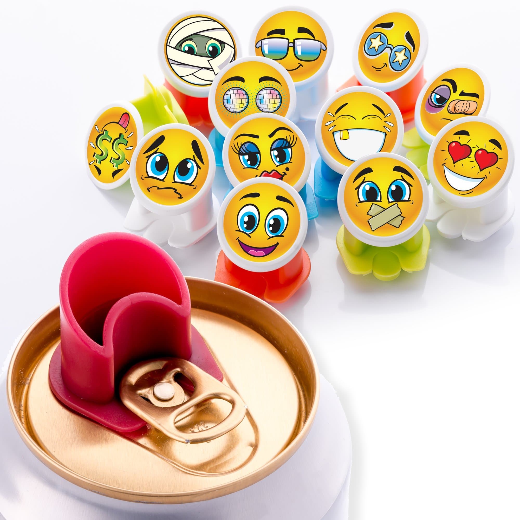 Canper 3830061550070 Emoji Plastic Drinks Can Covers – Multicoloured, 138 x 180 x 61 cm-12 Pack