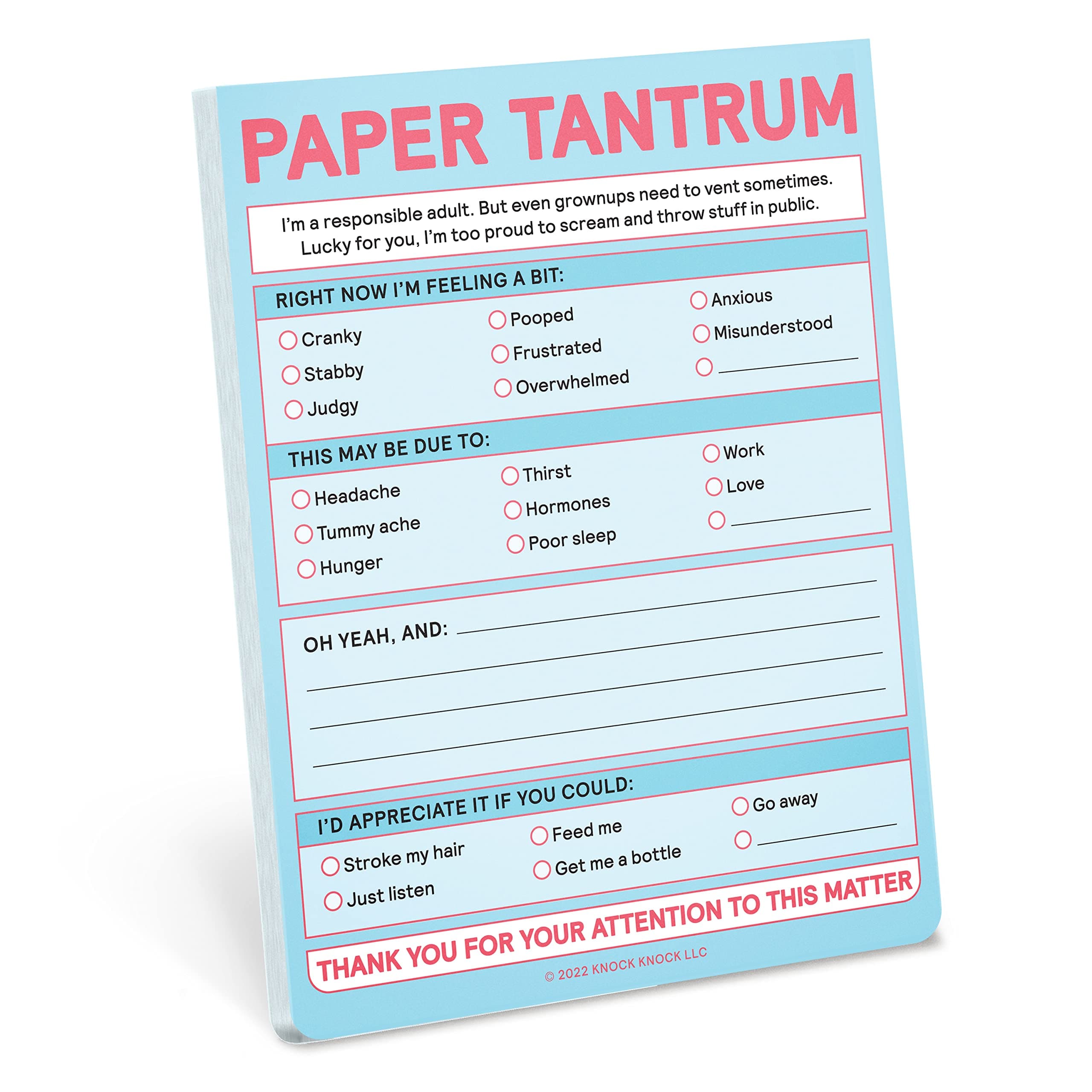 1-Count Knock Knock Paper Tantrum Note Pad, Funny Office Notepads & Checklist Nifty Notes (Pastel), 4 x 5.25-inches