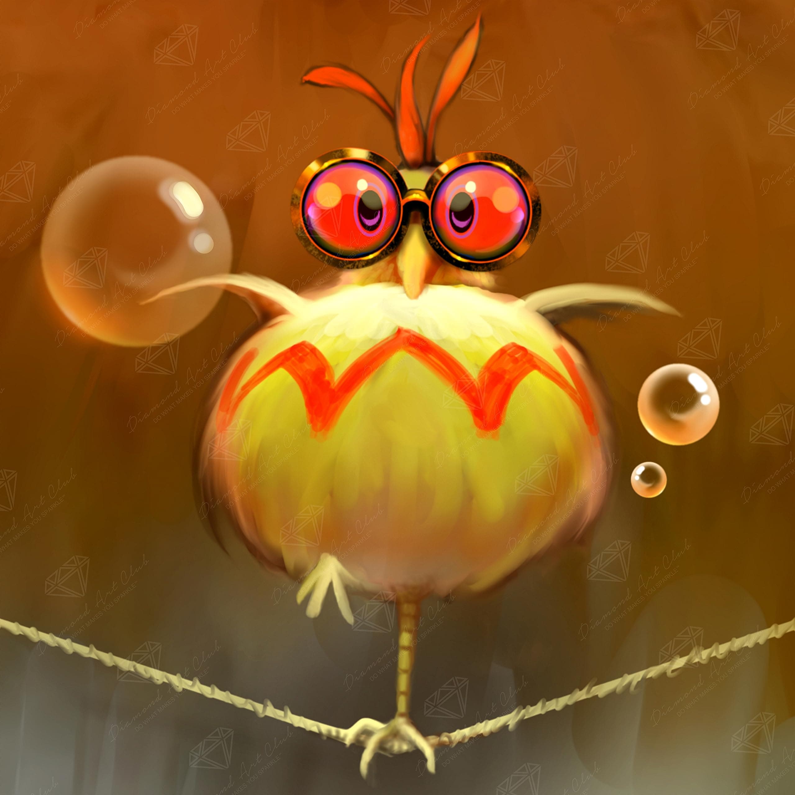 DIAMOND ART CLUB Balancing Act - Bird Diamond Painting Kit, Fun DIY Crafts for Adults, Round Diamond Art Canvas, 13" x 13"